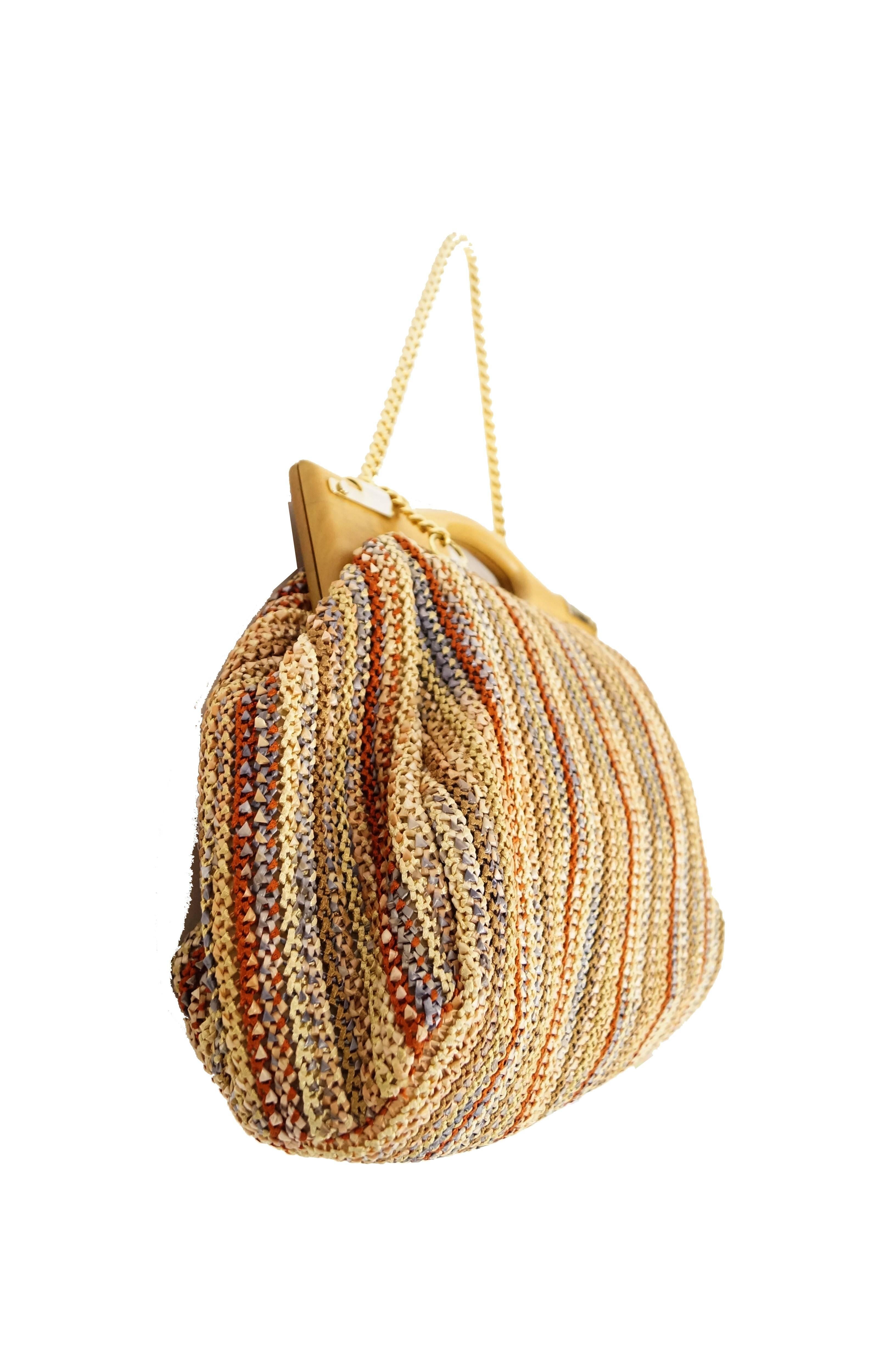 Women's Rare Stella McCartney Multicolored Raffia Ribbonwork Handbag For Sale