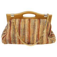 Seltene Stella McCartney Mehrfarbige Raffia-Bandarbeit-Handtasche