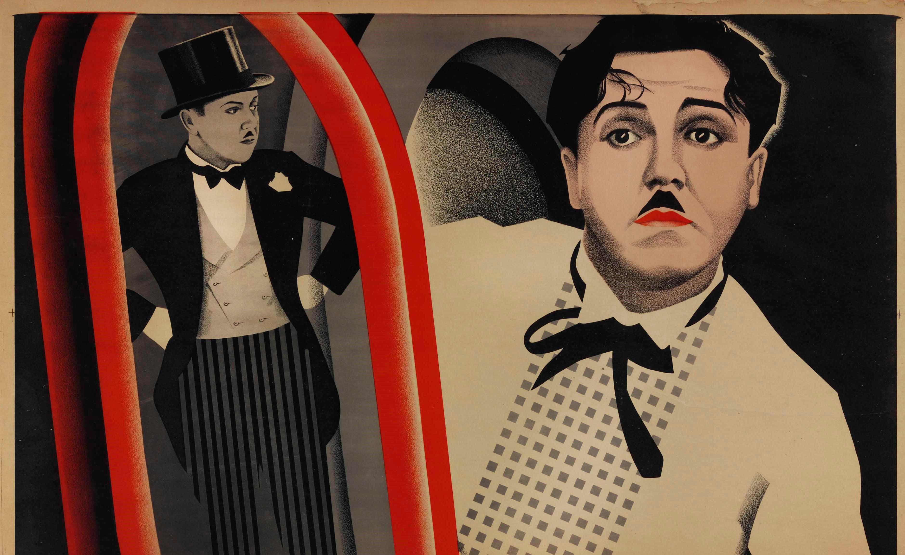 Rare affiche de cinéma vintage à deux feuilles conçue par les frères Stenberg (Vladimir 1899-1982 ; Georgii 1900-1933) pour un film comique intitulé A Perfect Gentleman avec Monty Banks. Un design soviétique constructiviste saisissant,