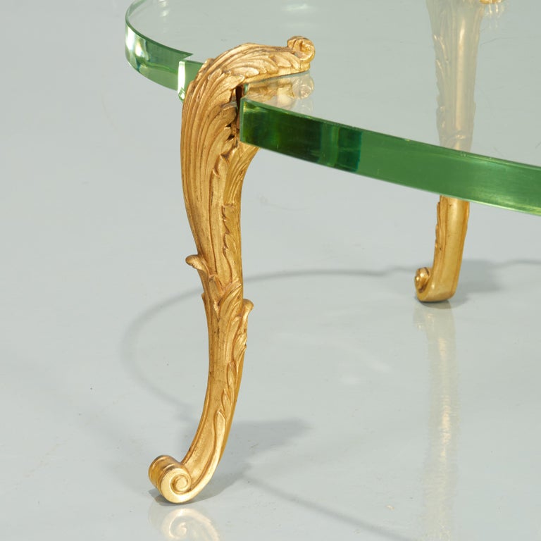Mid-Century Modern Rare Stephane Boudin for Maison Jansen Gilt Bronze and Glass Cocktail Table For Sale