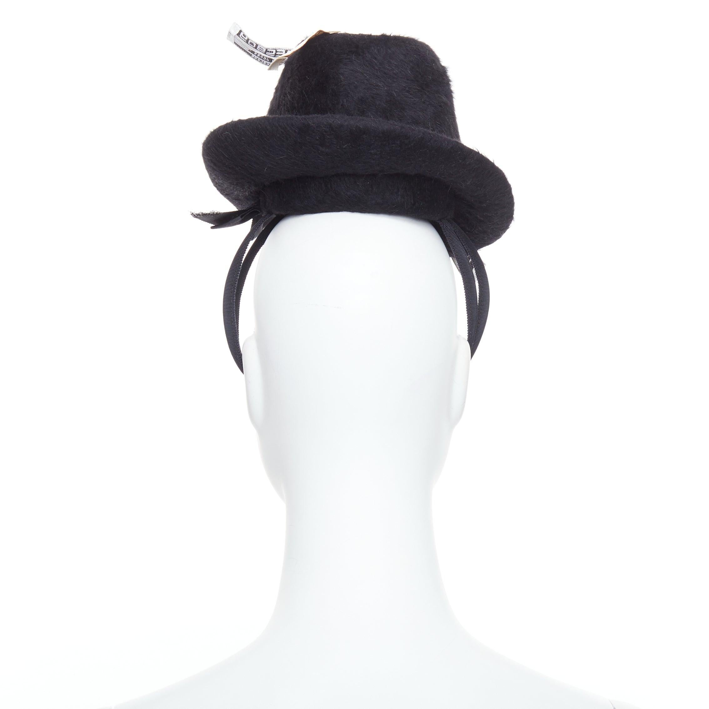 Women's rare STEPHEN JONES MILLINERY 2008 PLU melusine mini trilby multi label top hat For Sale