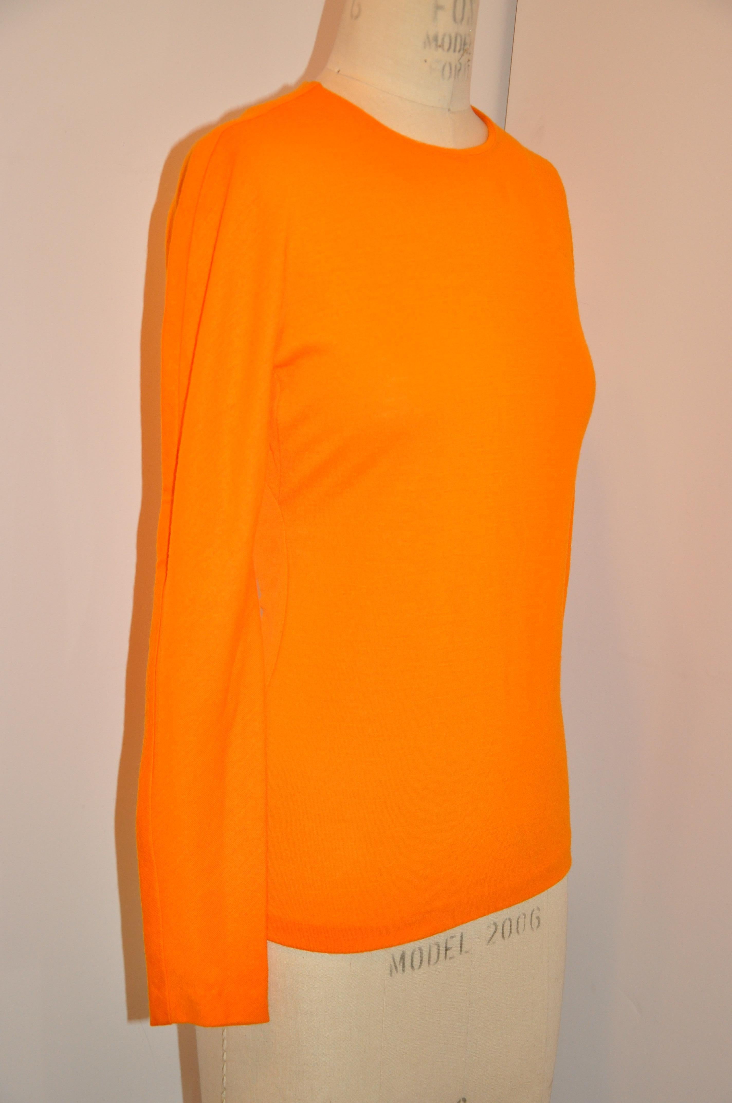 Orange Rare Stephen Sprouse Warm Tangerine Wool Jersey Pullover Top For Sale