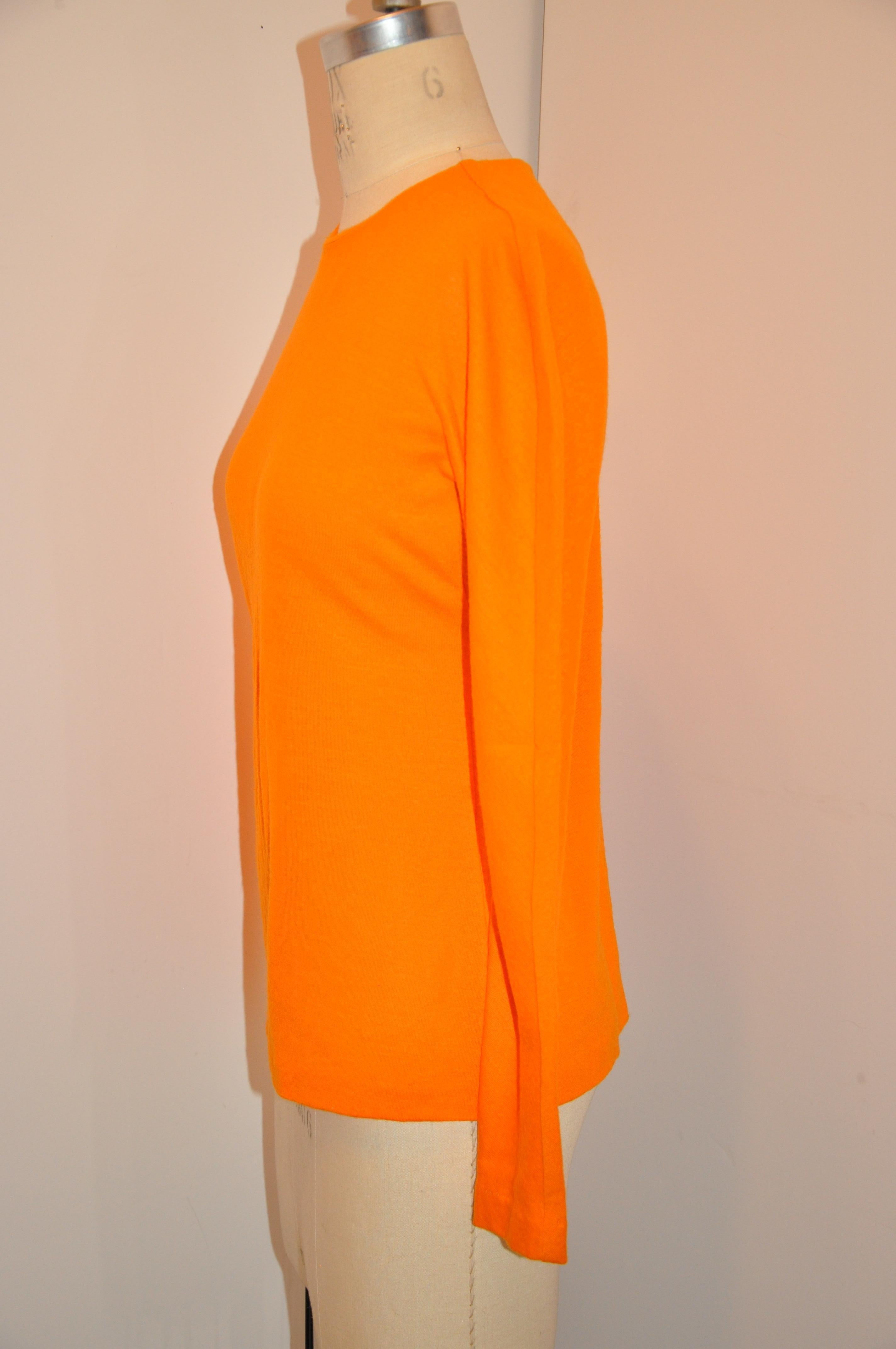 Rare Stephen Sprouse Warm Tangerine Wool Jersey Pullover Top In Good Condition For Sale In New York, NY