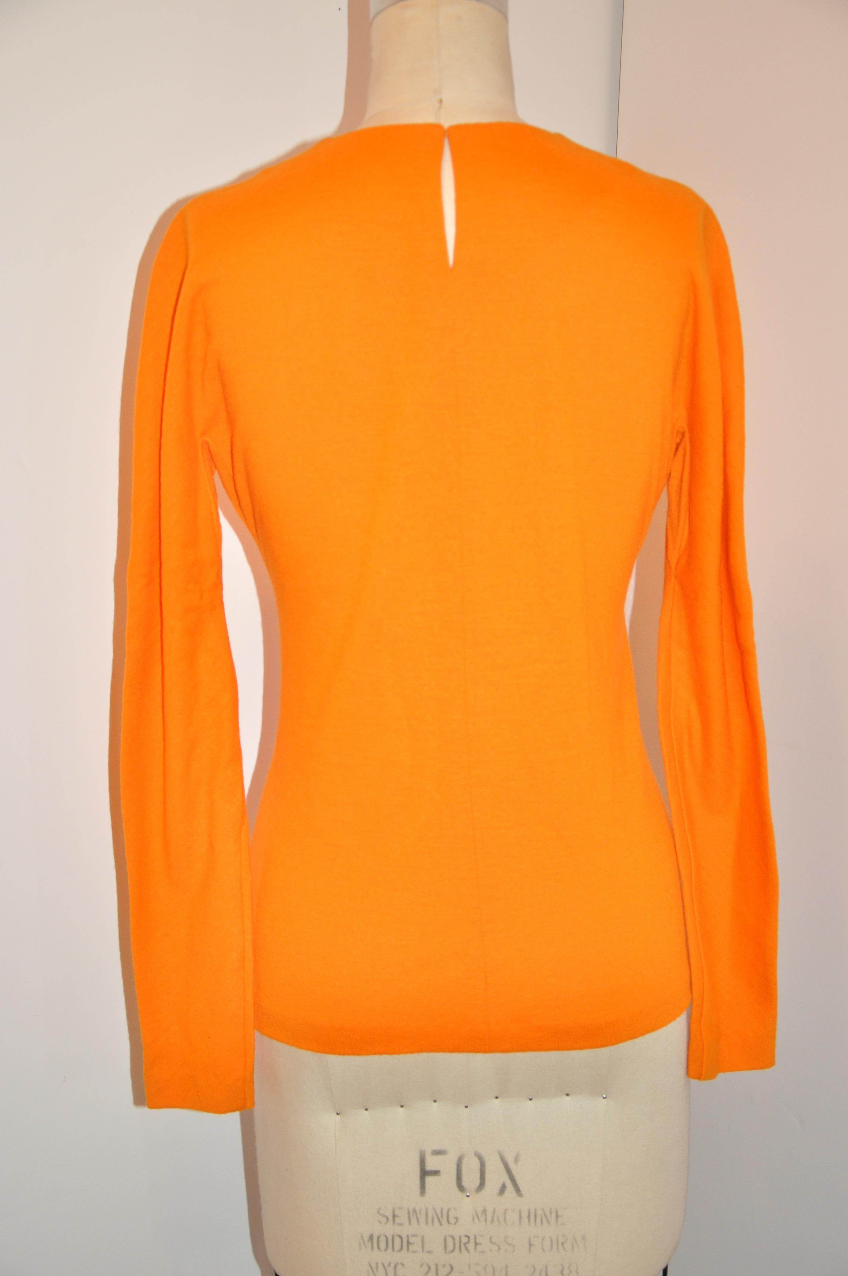 Women's or Men's Rare Stephen Sprouse Warm Tangerine Wool Jersey Pullover Top For Sale