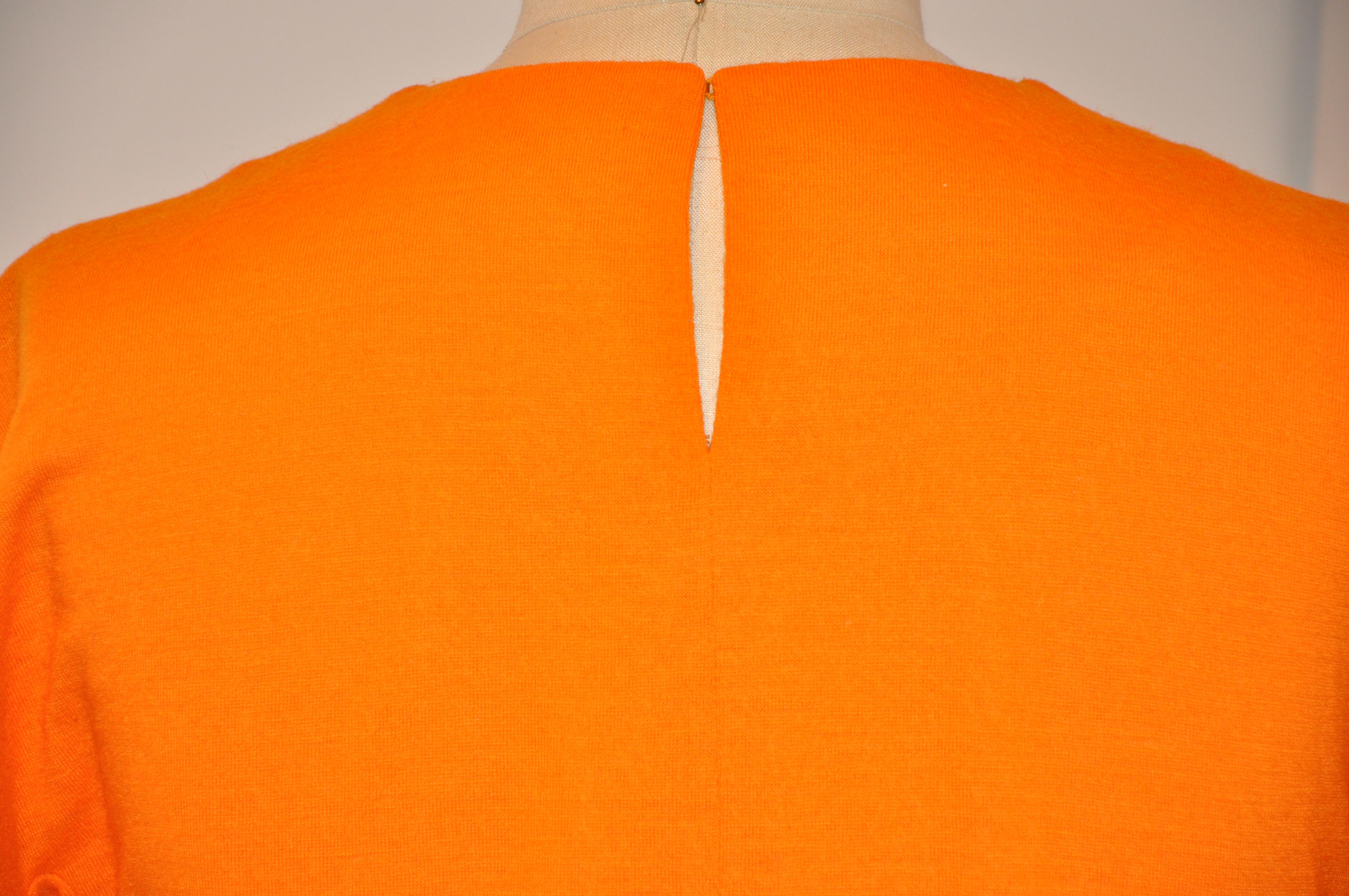 Rare Stephen Sprouse Warm Tangerine Wool Jersey Pullover Top For Sale 2