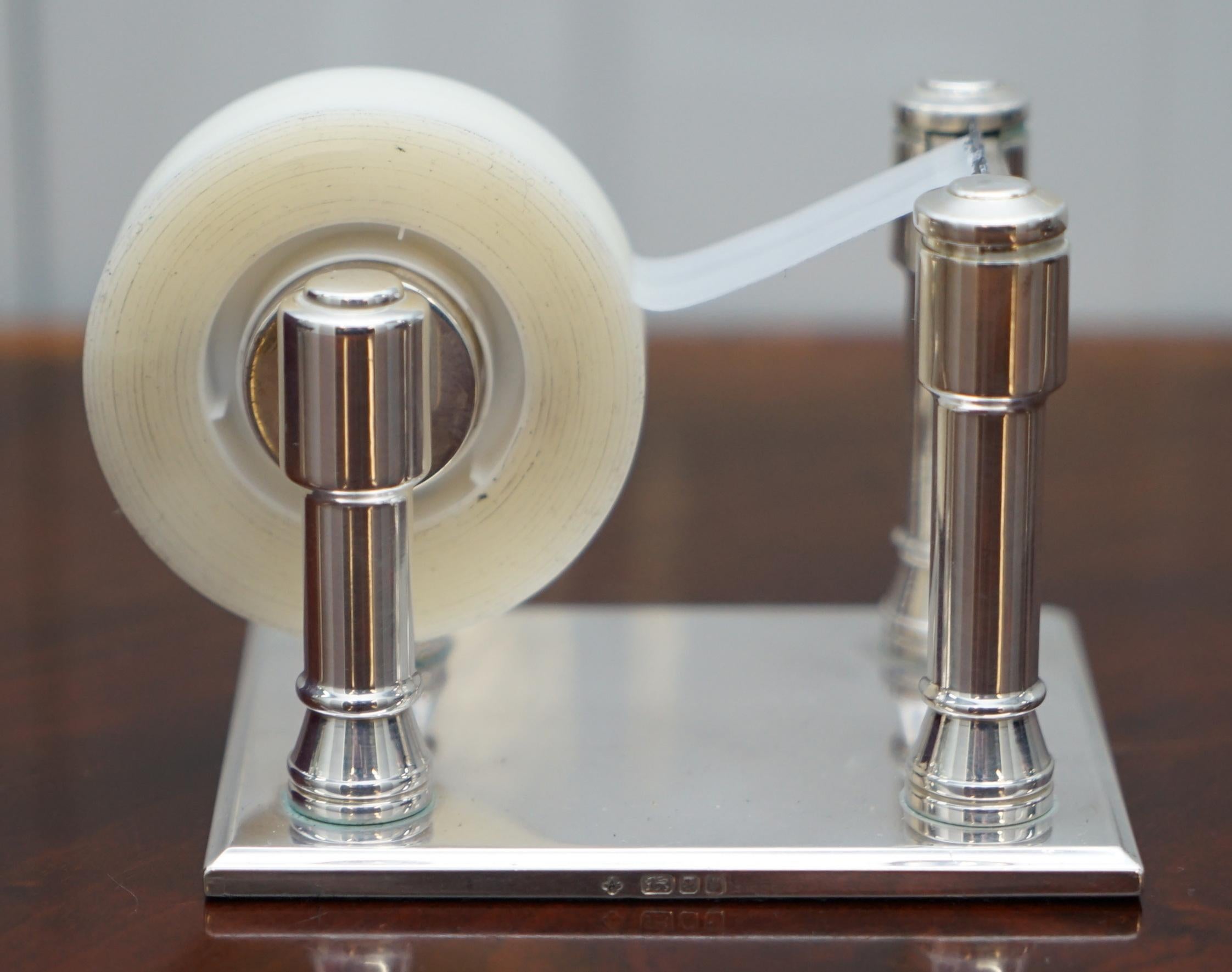 English Rare Sterling Silver Asprey London Luxury Premium Tape Dispenser Original Box