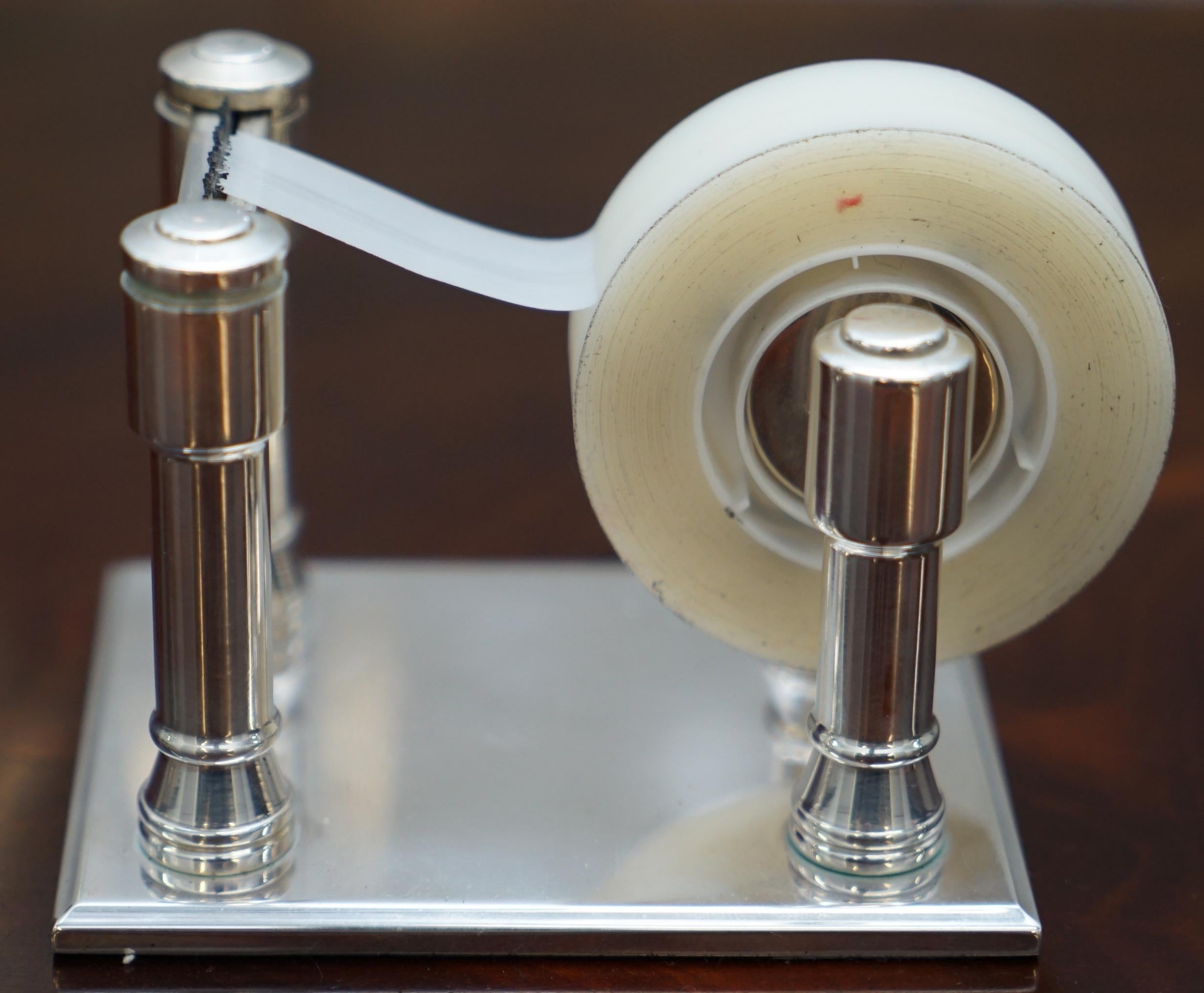 Late 20th Century Rare Sterling Silver Asprey London Luxury Premium Tape Dispenser Original Box