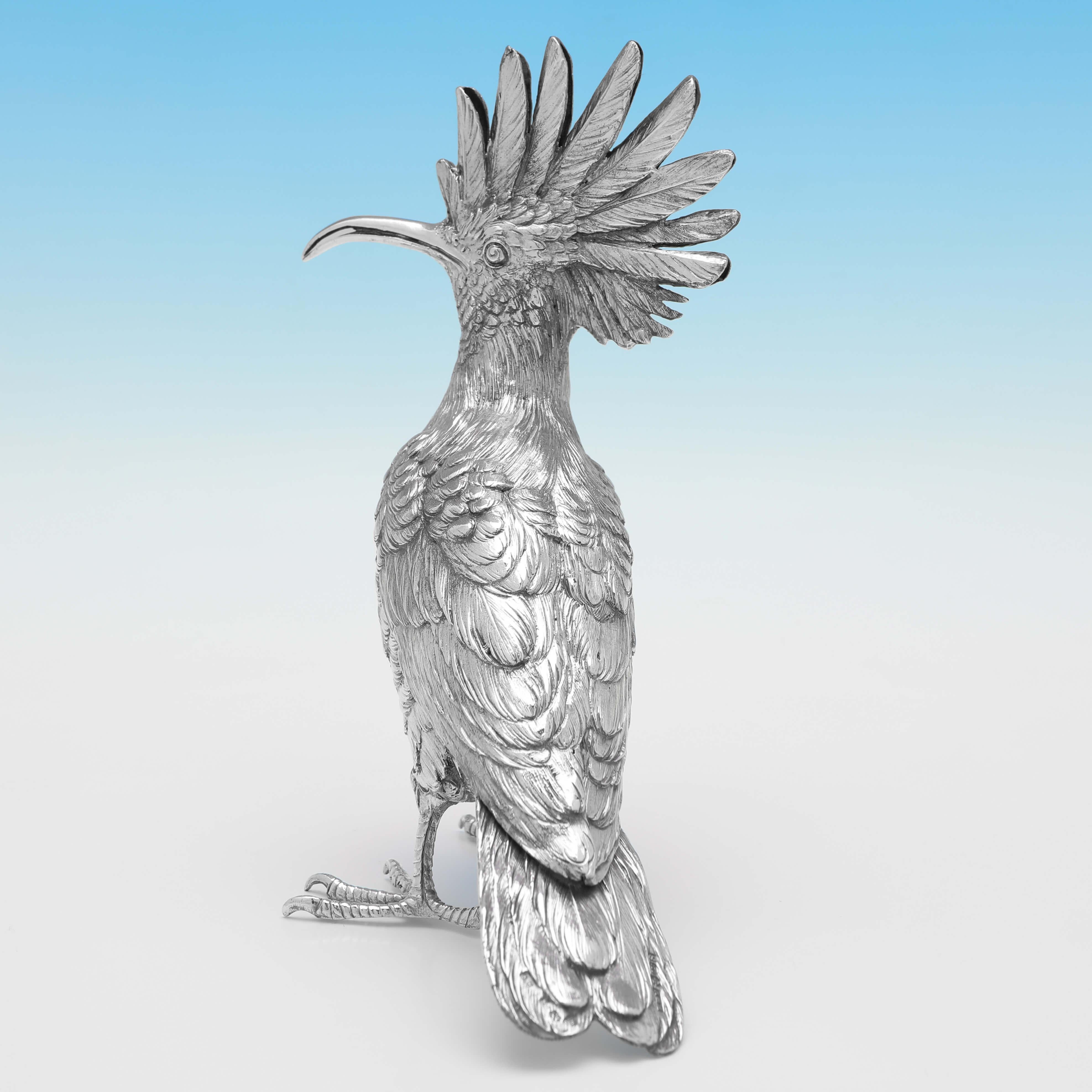 English Rare Sterling Silver Hoopoe Model - Import Mark London 1913 by Berthold Muller For Sale