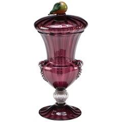 Rare Steuben Frederick Carder Amethyst Art Glass Covered Vase, circa 1905-1920