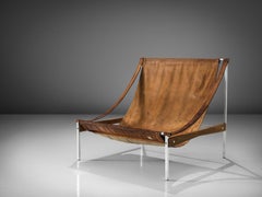 Raro sillón Stig Poulsson "Bequem" de cuero marrón