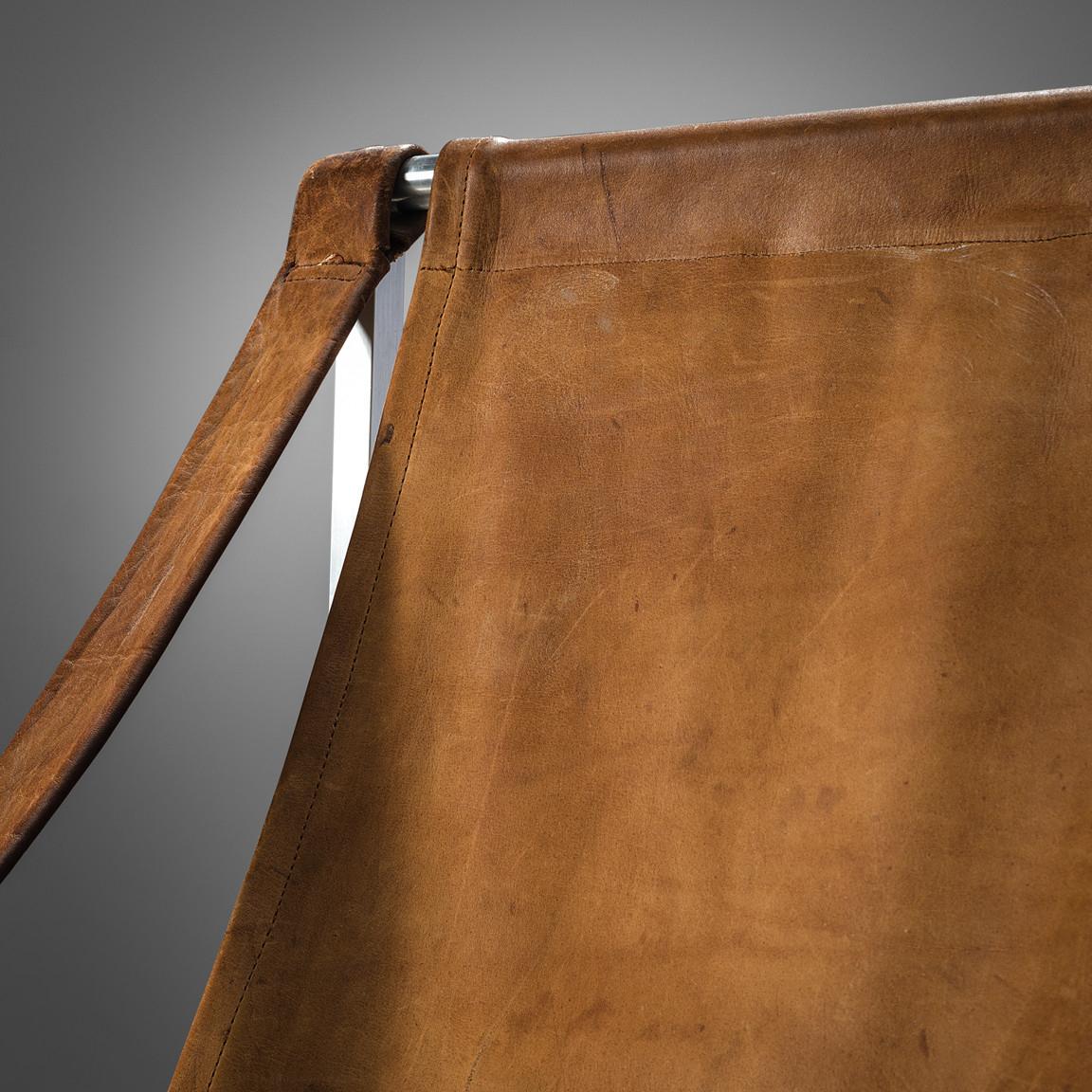 Scandinave moderne Rare chaise longue 'Bequem' de Stig Poulsson en cuir Brown  en vente