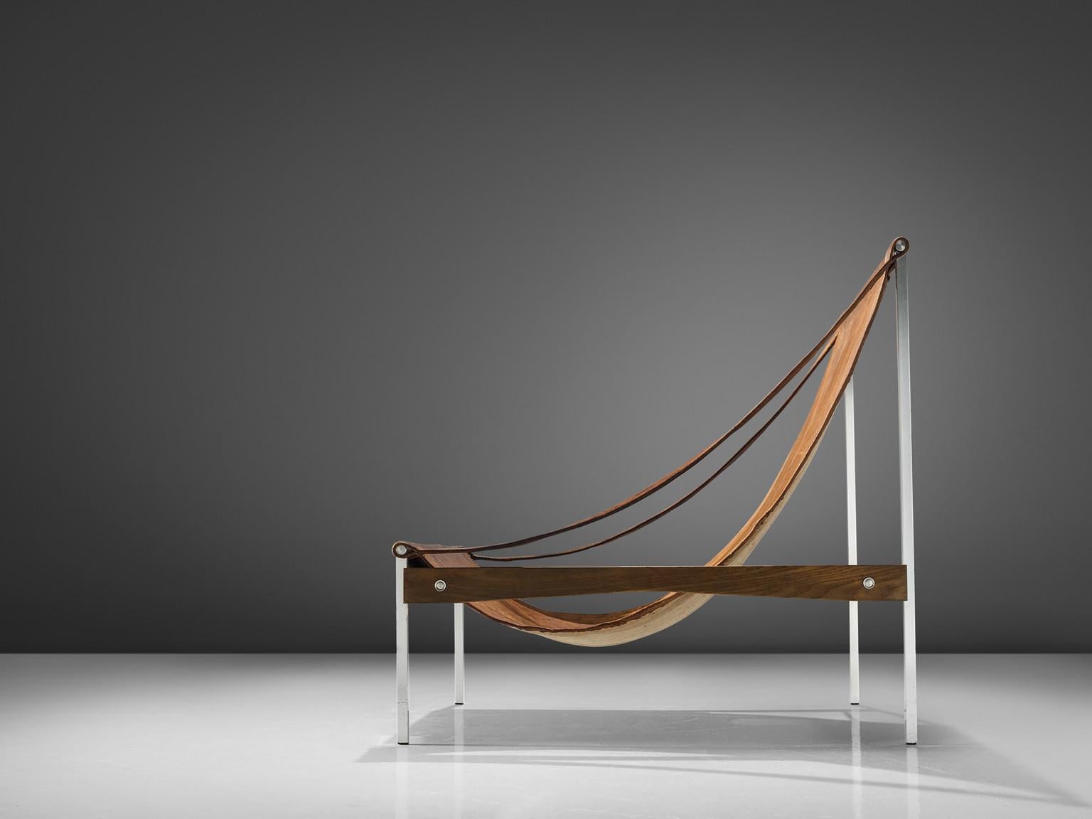 Milieu du XXe siècle Rare chaise longue 'Bequem' de Stig Poulsson en cuir Brown  en vente