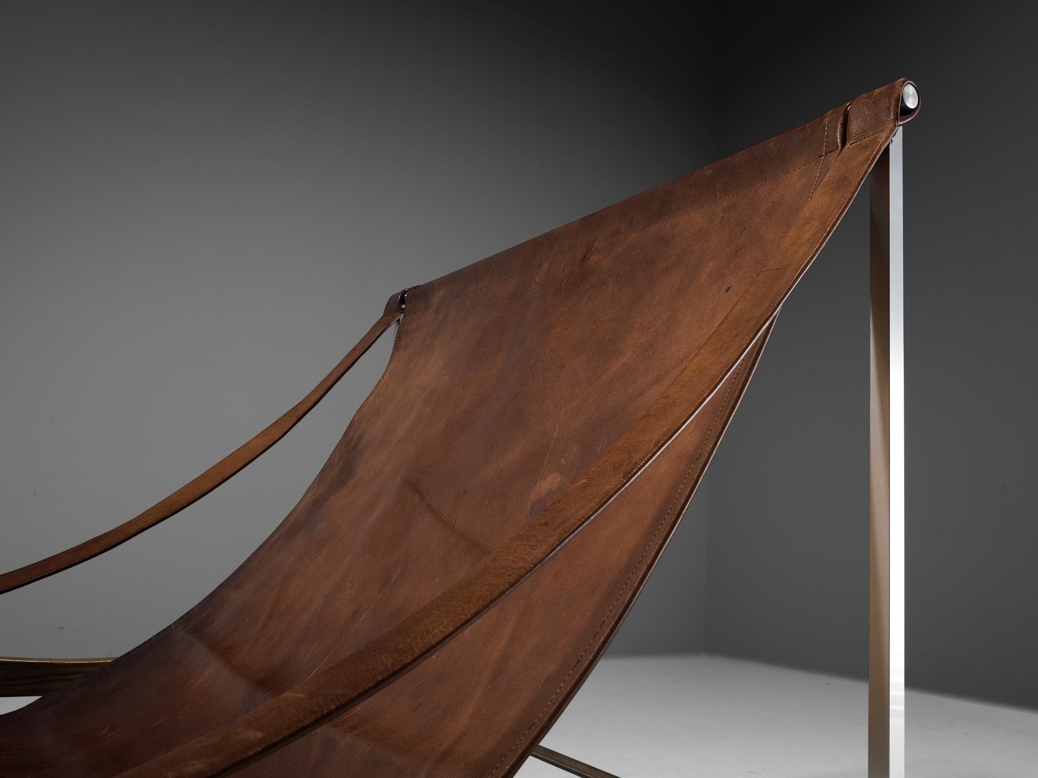 Rare Stig Poulsson 'Bequem' Lounge Chair in Cognac Leather 1