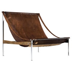 Rare Stig Poulsson 'Bequem' Lounge Chair in Cognac Leather 