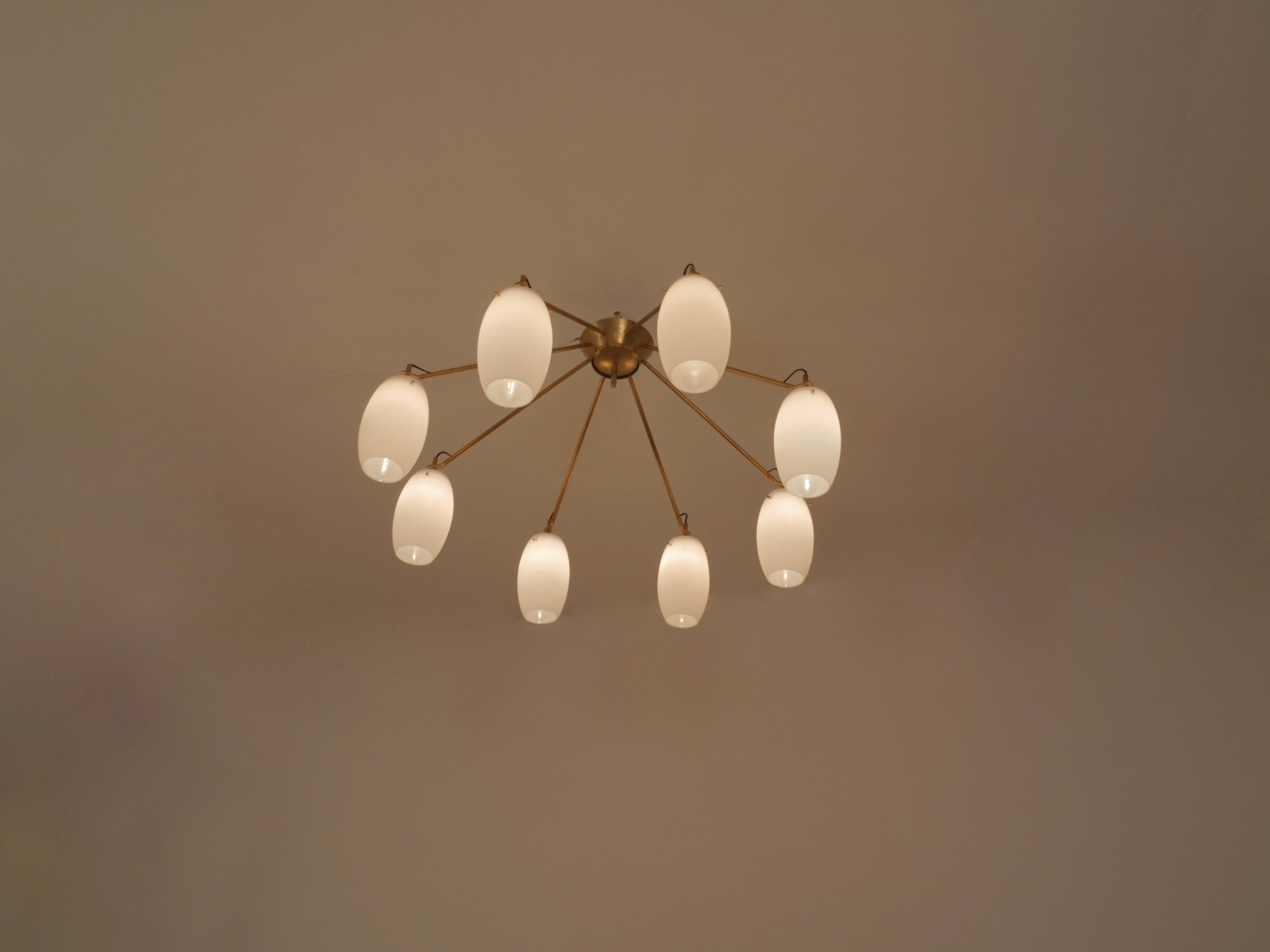 Italian Rare Stilnovo chandelier For Sale