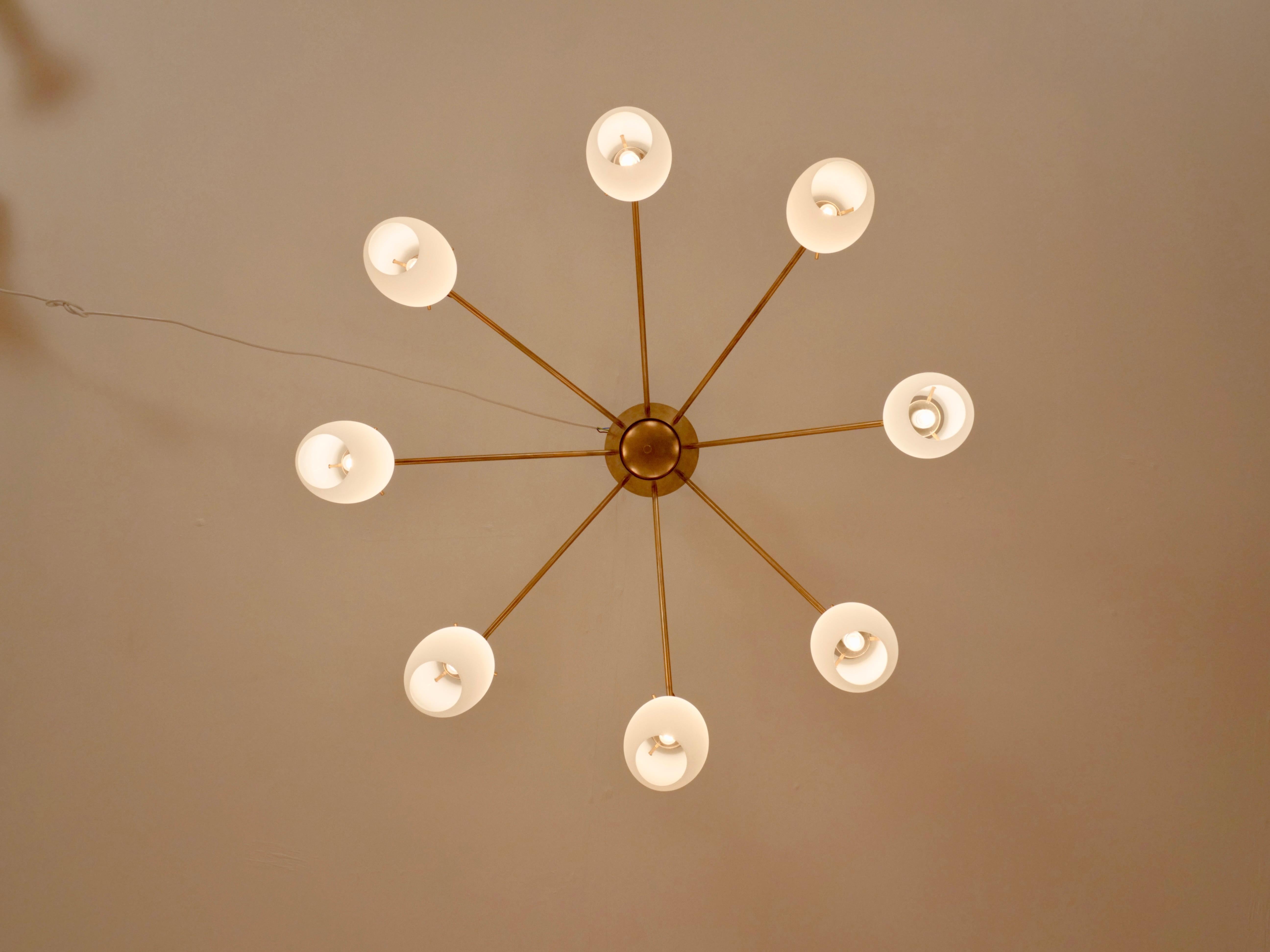 Brass Rare Stilnovo chandelier For Sale