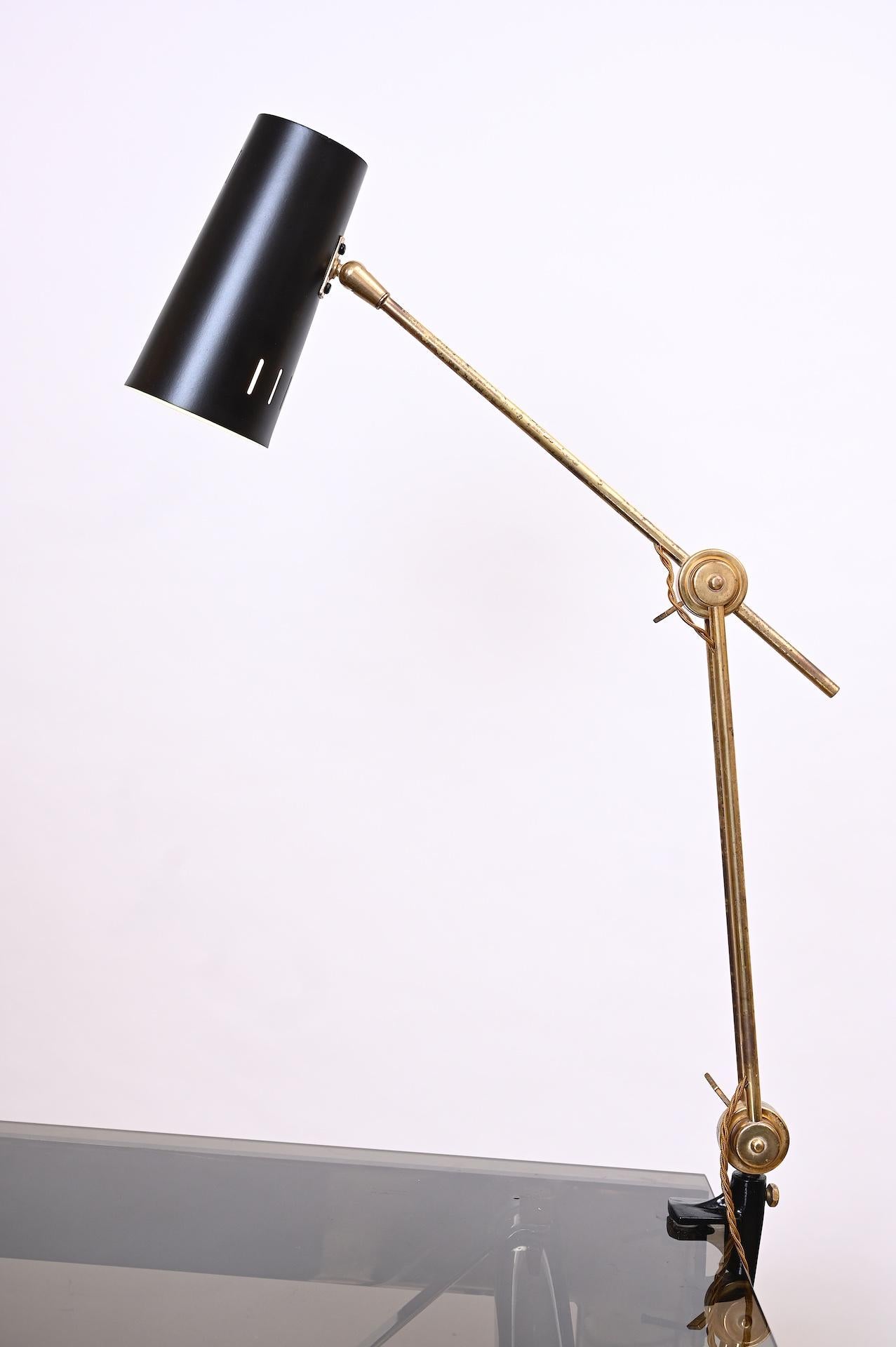 Rare Stilnovo Clamp Desk Lamp, circa 1950 In Good Condition For Sale In London, GB