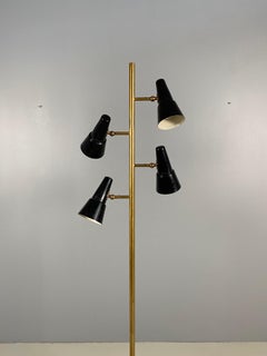 Rare Stilnovo Floor Lamp Four Arms Brass, Italy, 1950s