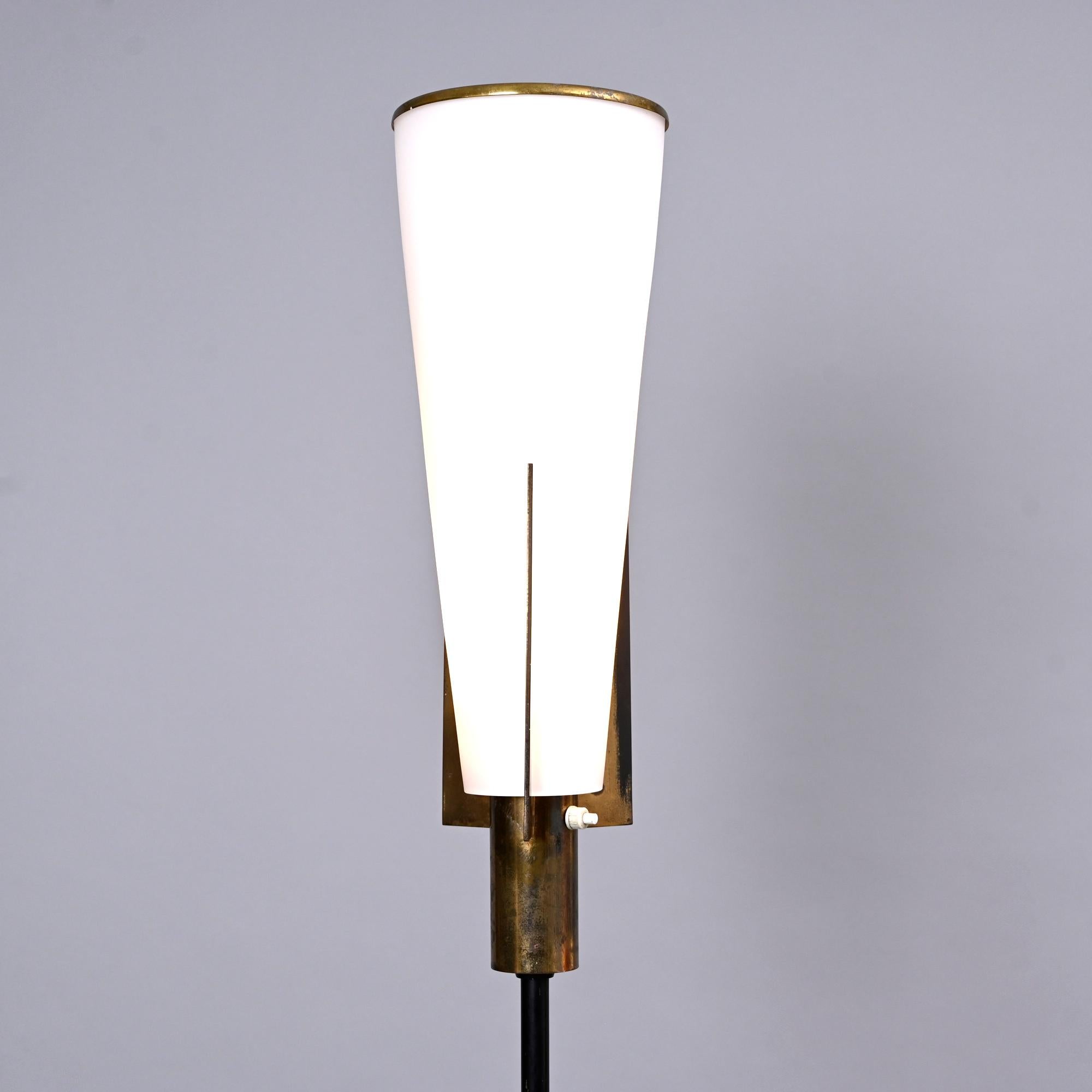 Frosted Rare Stilnovo Floor Lamp, Italy, C1950 For Sale
