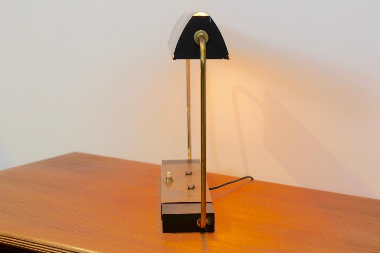 Rare Stilnovo Modernist Metal and Brass Table or Desk Light, Italy, 1960s 3