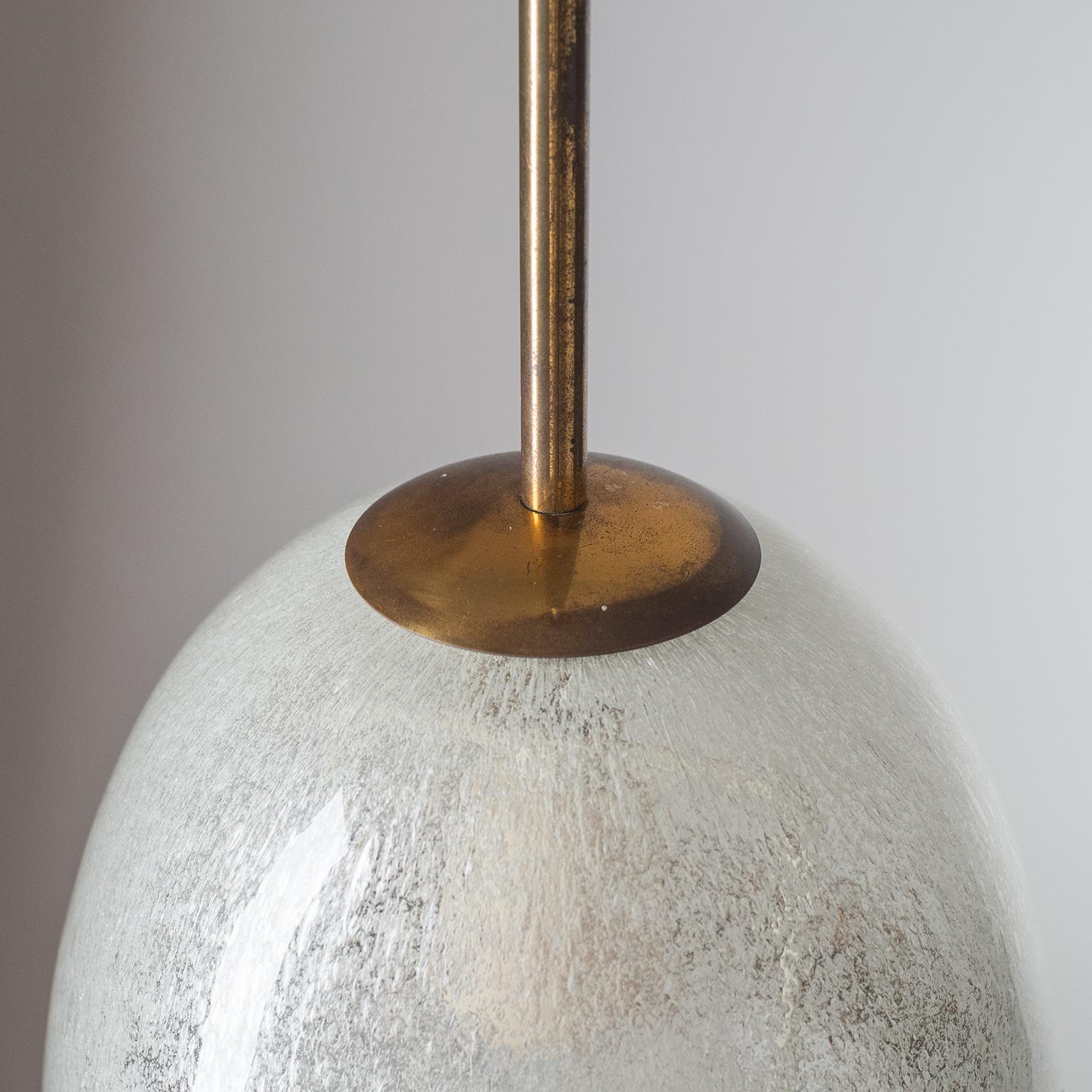 Rare Stilnovo Pendant, 1950s, Pulegoso Glass and Brass 5