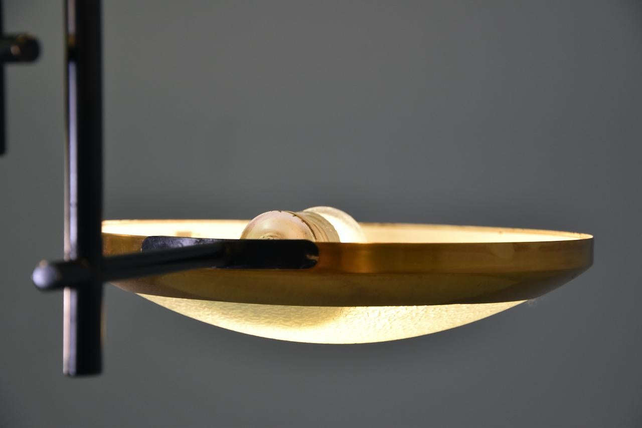Rare Stilnovo Six Discs Ceiling Lamp in Brass and Glass, Italy 1950s 1