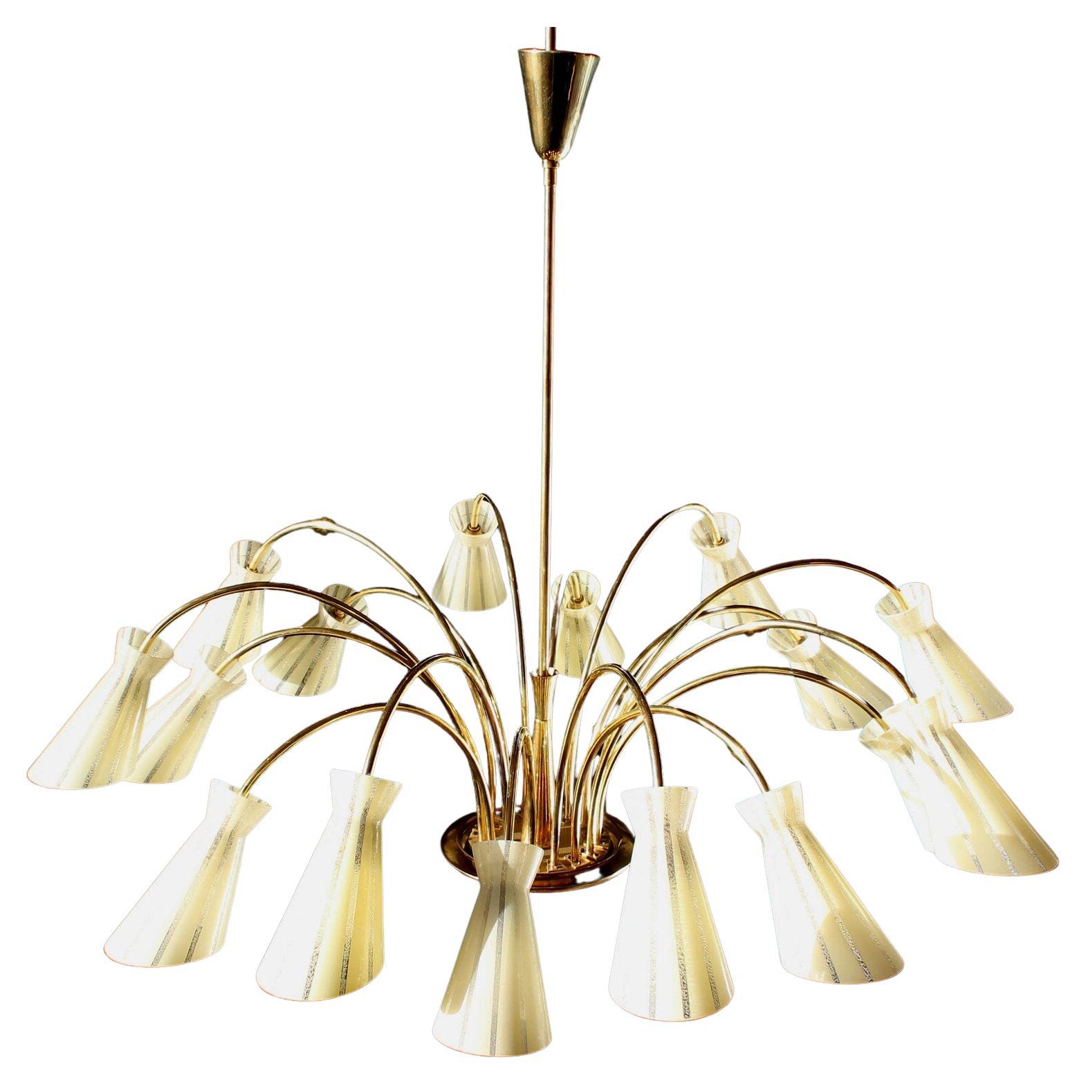 Rare Stilnovo Spider Chandelier in Light Vanilla, Italy 1950s