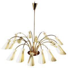 Rare Stilnovo Spider Chandelier in Light Vanilla, Italy 1950s