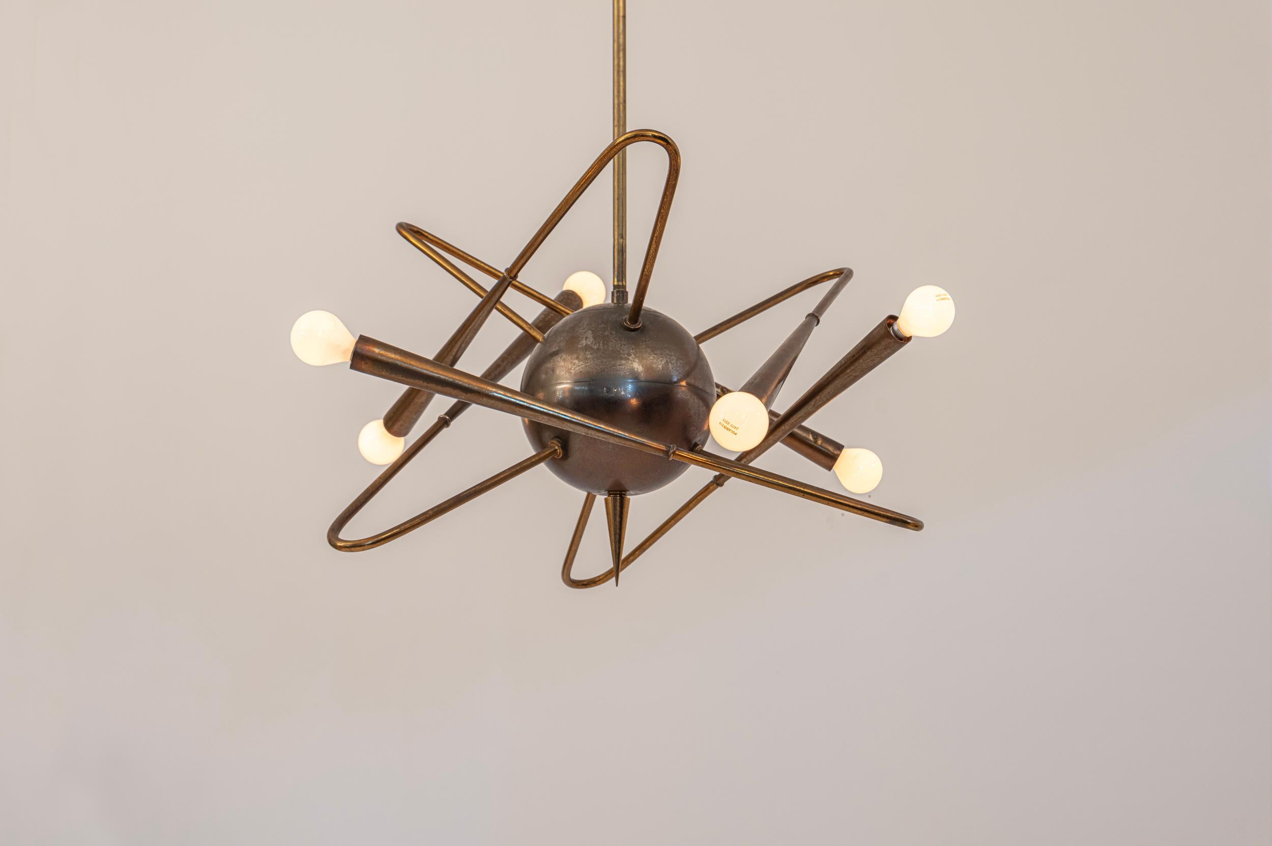 Brunito Raro lampadario Sputnik Stilnovo Italia c1950