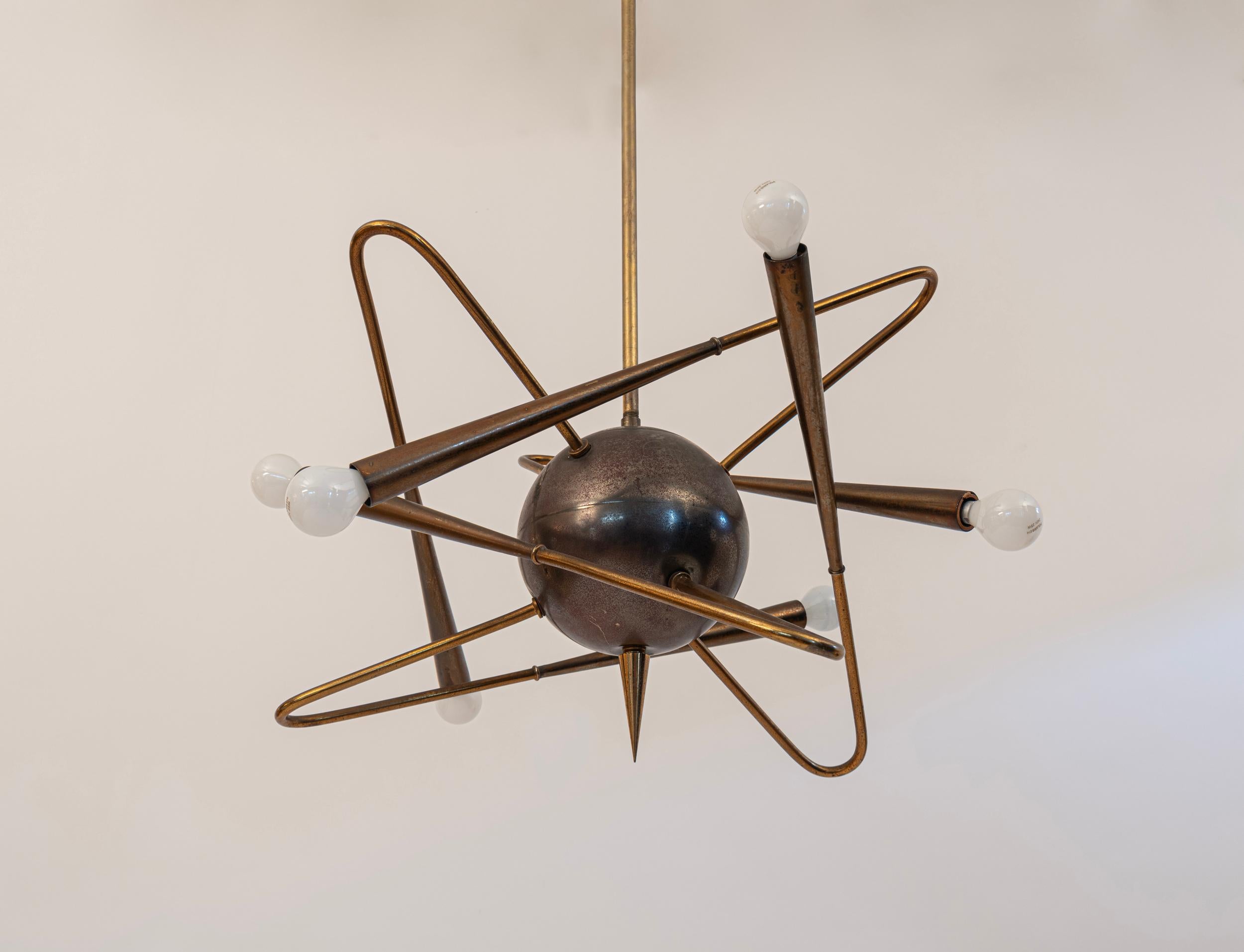 Raro lampadario Sputnik Stilnovo Italia c1950 In condizioni buone a London, GB
