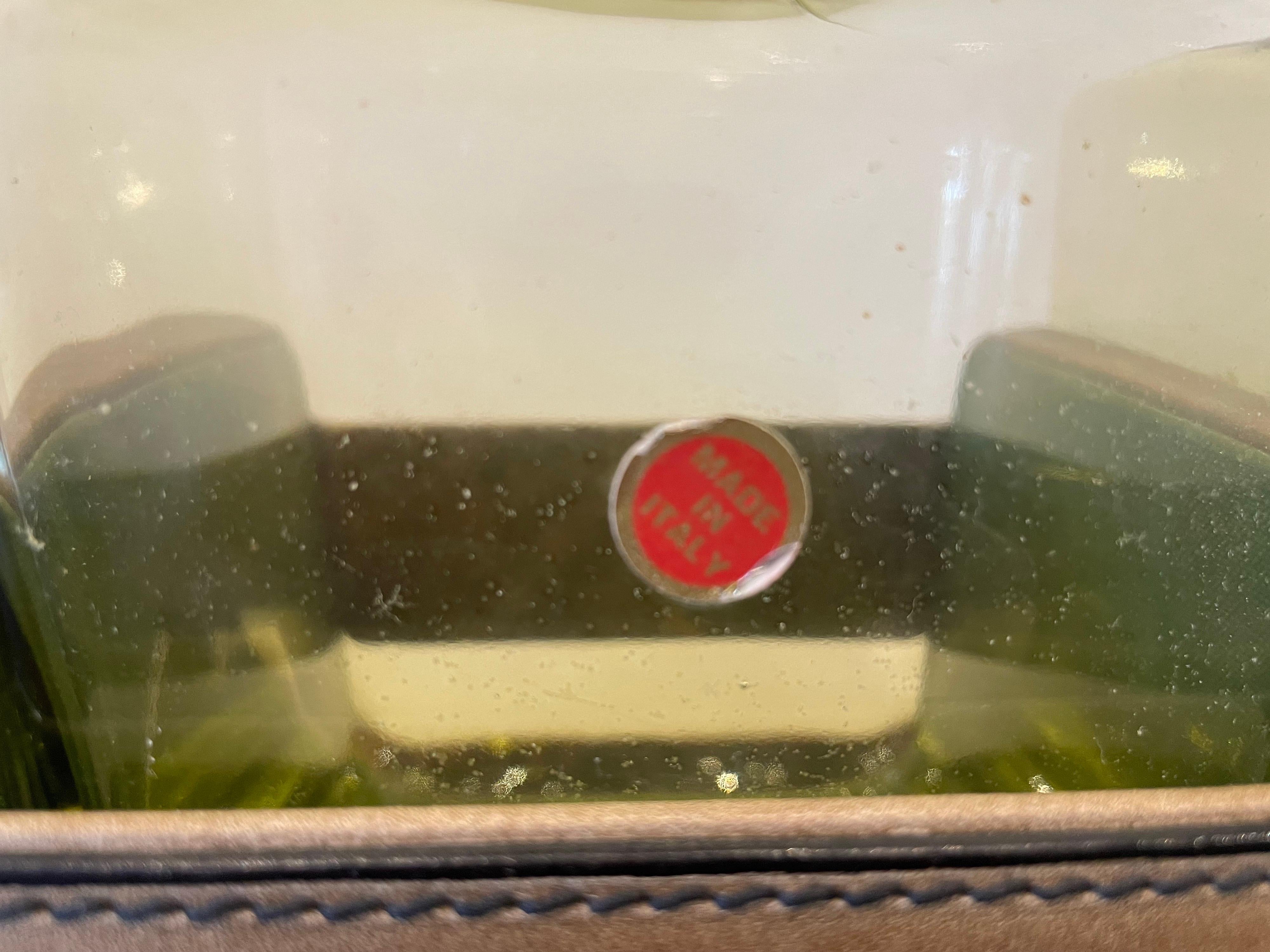 Ensemble rare de porte-bouteilles en cuir cousu et carafe en verre italien Bon état - En vente à North Miami, FL