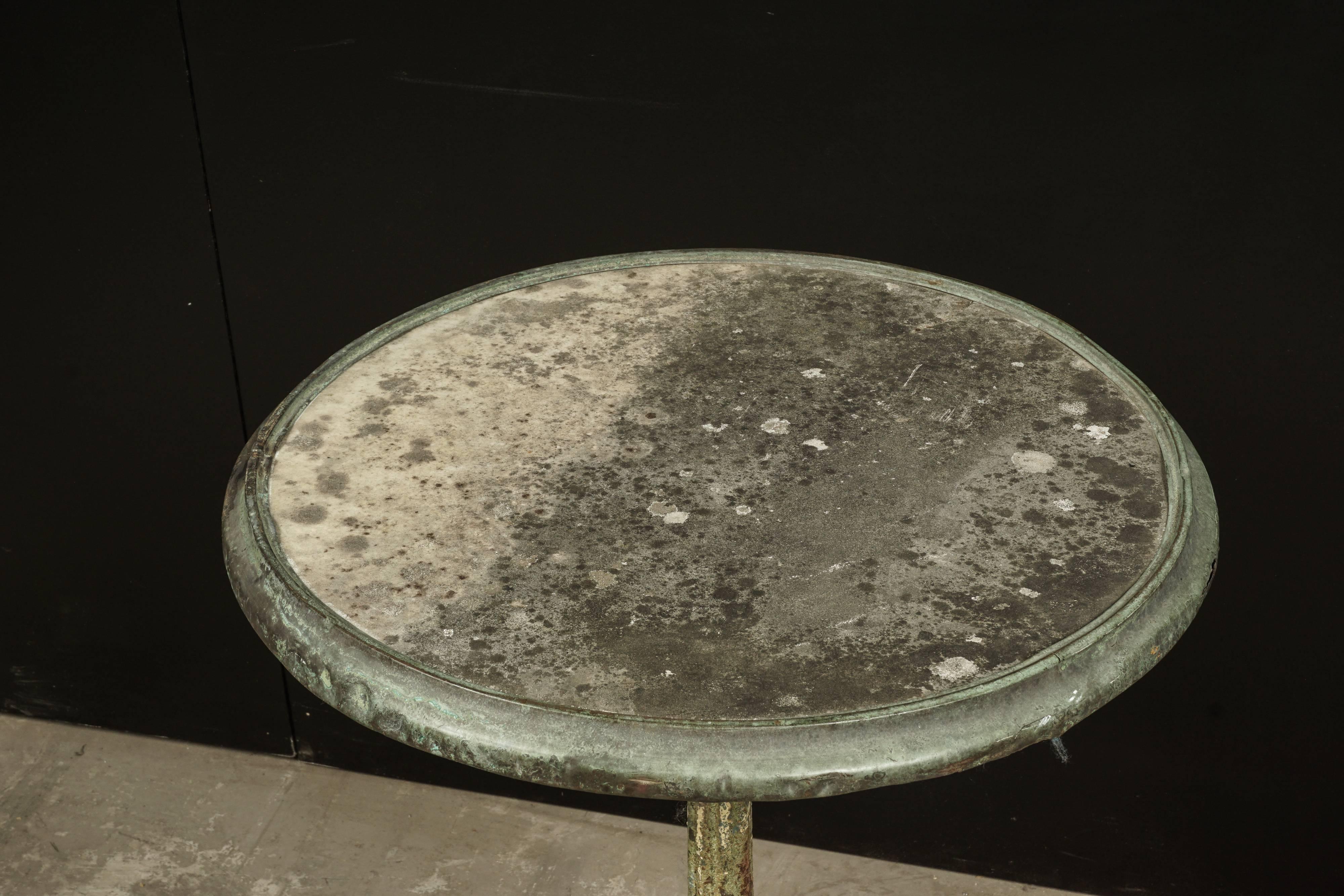 European Rare Stone Top Bistro Table from France, circa 1920