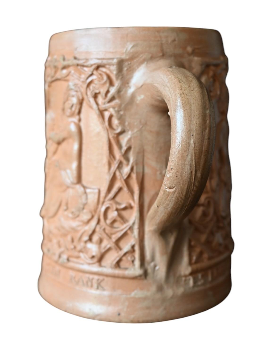 17ème siècle Rare chope à bière en grès de Raeren, vers 1680-1720 en vente