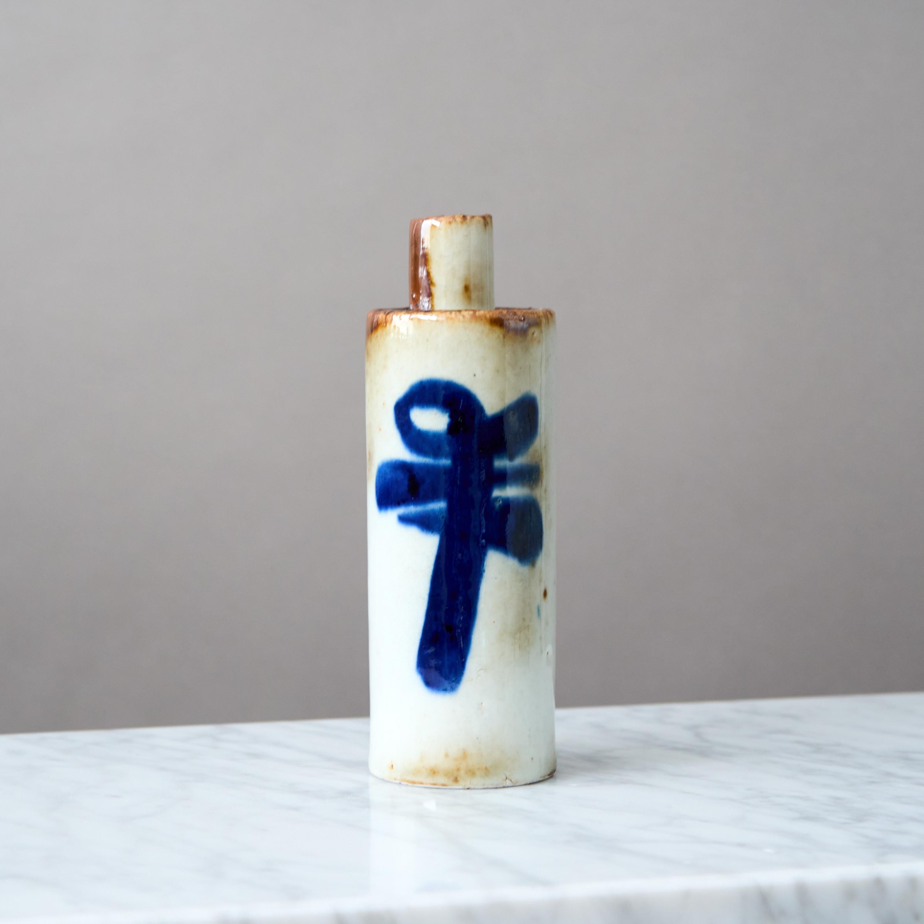 Glazed Rare Stoneware Candlestick by Bjorn Wiinblad. Rosenthal Germany, 1960s For Sale