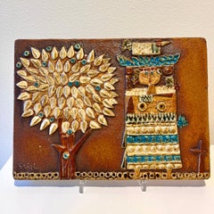 Seltene Wandplakette aus Steingut von Stig Lindberg für Gustavsberg, Schwedische Moderne