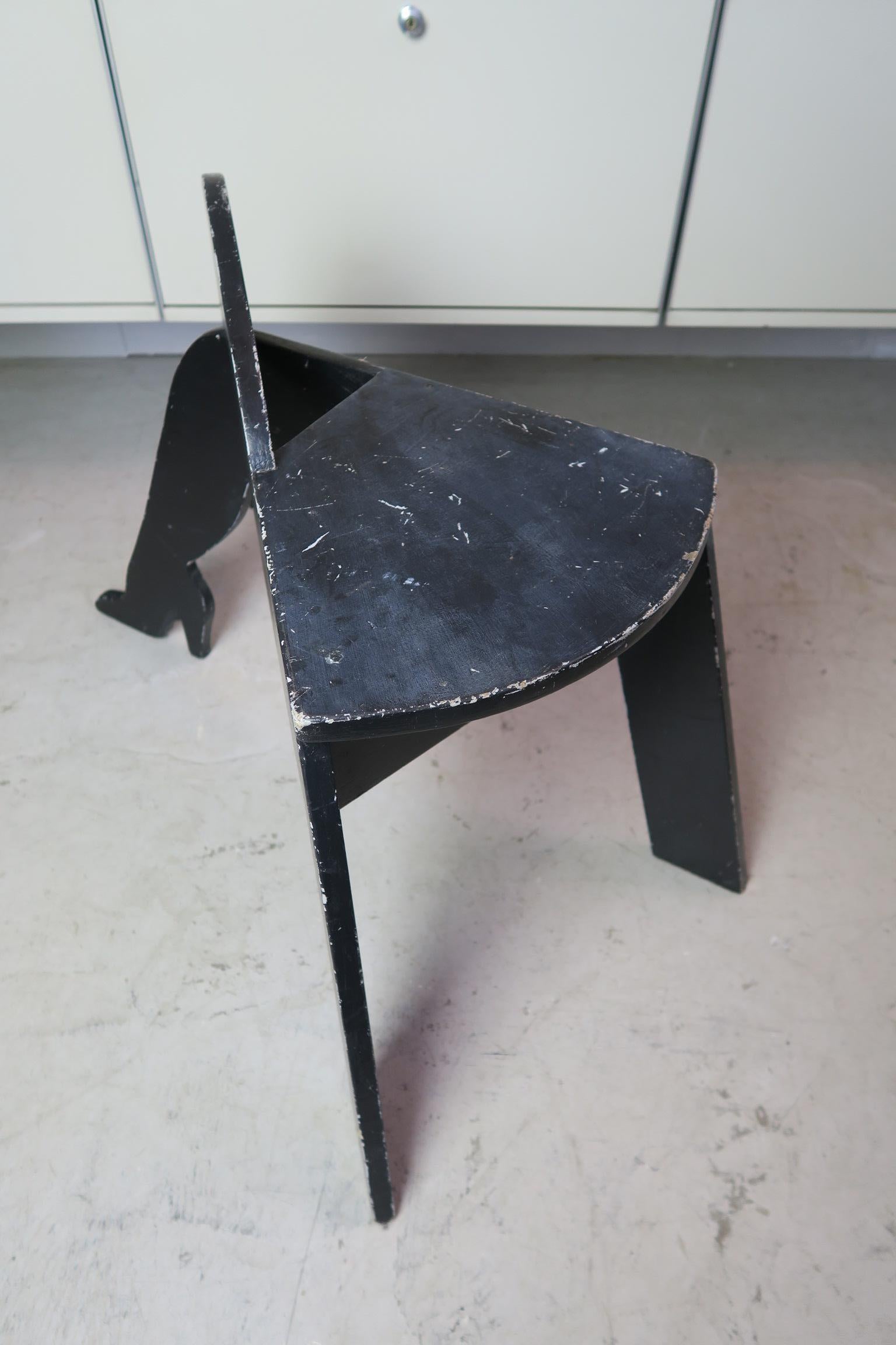 International Style rare stool by Jean-Claude Biraben, France, 70s