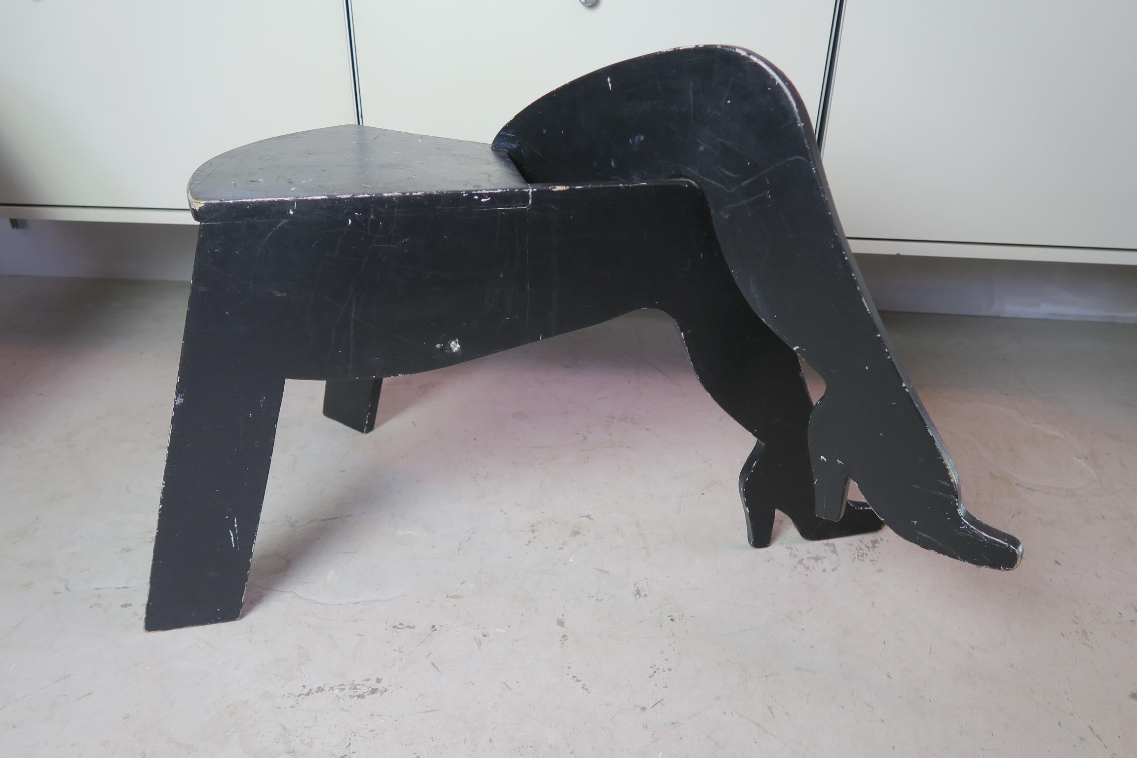 French rare stool by Jean-Claude Biraben, France, 70s