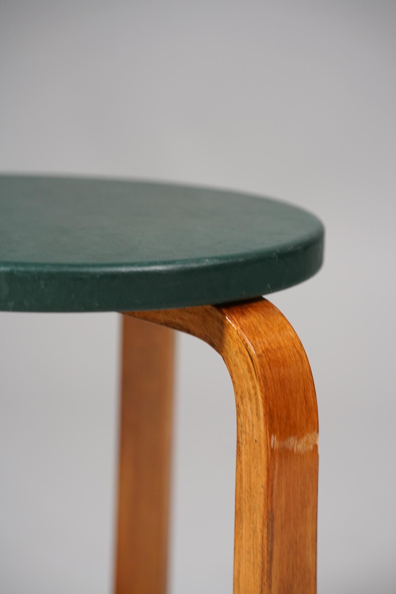 Finnish Rare stool model 60, Alvar Aalto, Artek, 1950s For Sale