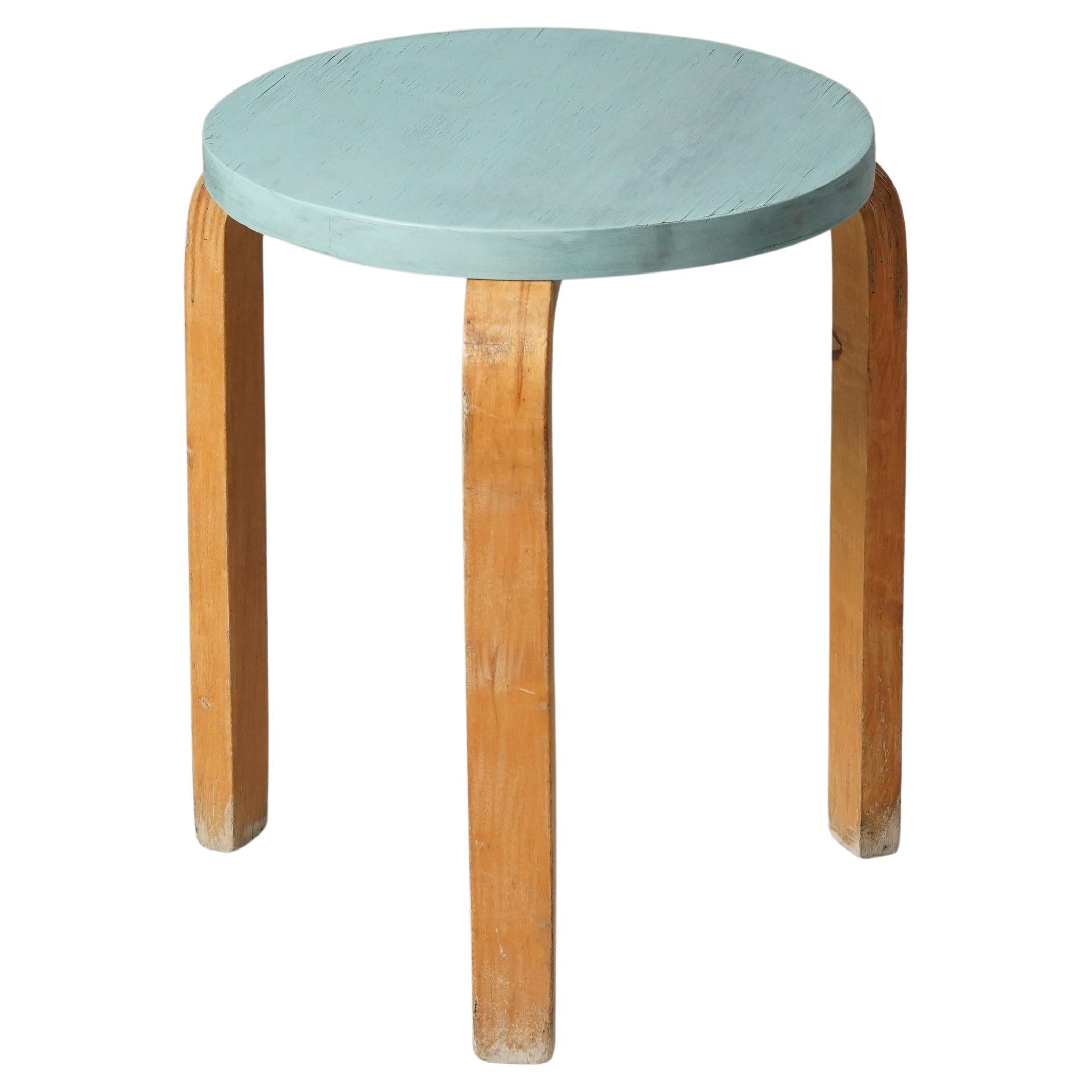 Rare color stool model 60, designed by Alvar Aalto, manufactured by Oy Huonekalu- ja Rakennustyötehdas Ab, 1940s. Birch with painted top. Good vintage condition, patina consistent with age and use. 

Alvar Aalto (1898-1976) is probably the most