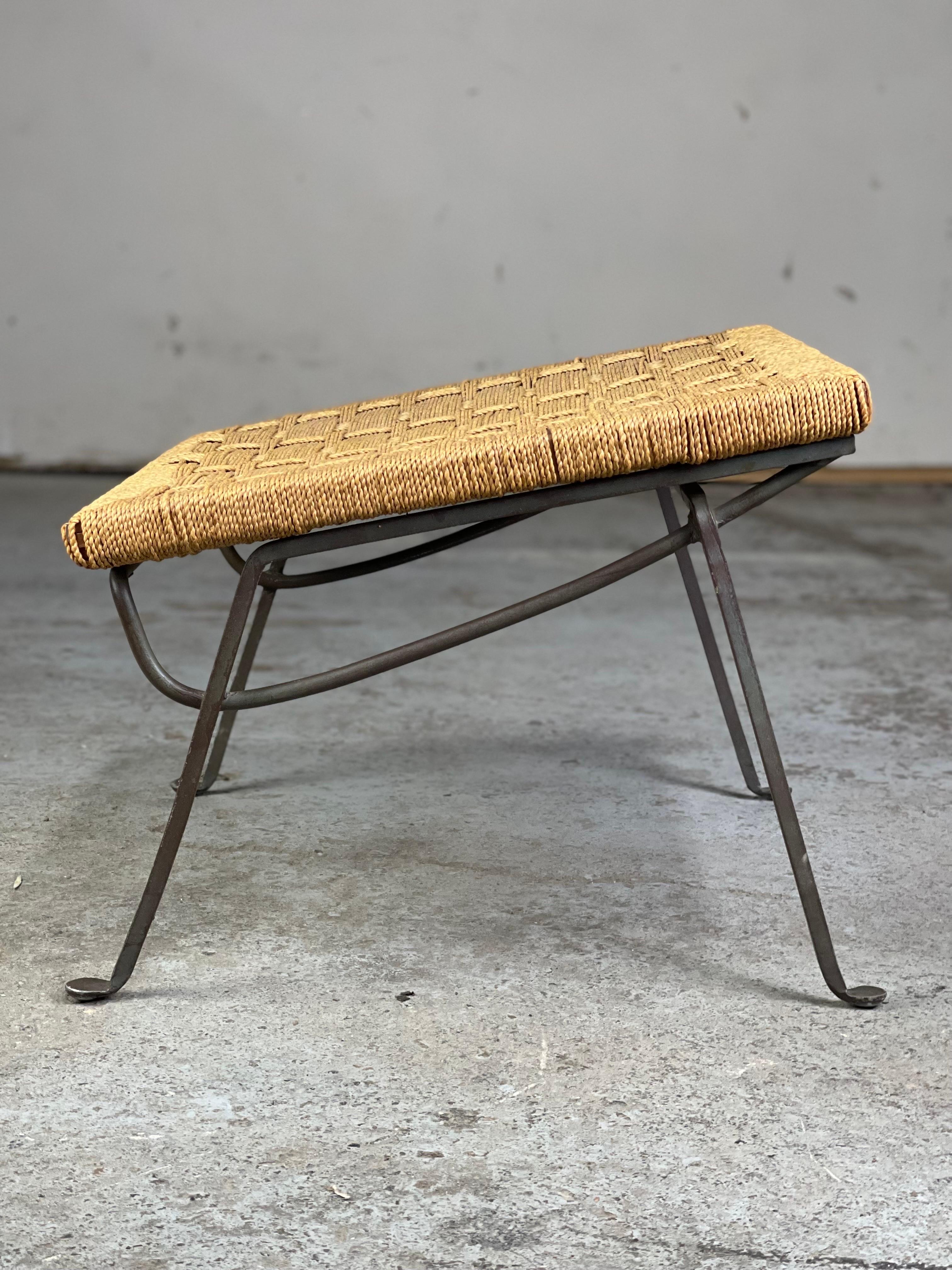 Super rare outdoor/indoor low stool by Maurizio Temperstini for John B. Salterini. Incredible piece of hard-to-find early Modern Design - and it has the ITALY stamp and paper tag underneath. That is unbelievable. I have only seen this stool in a