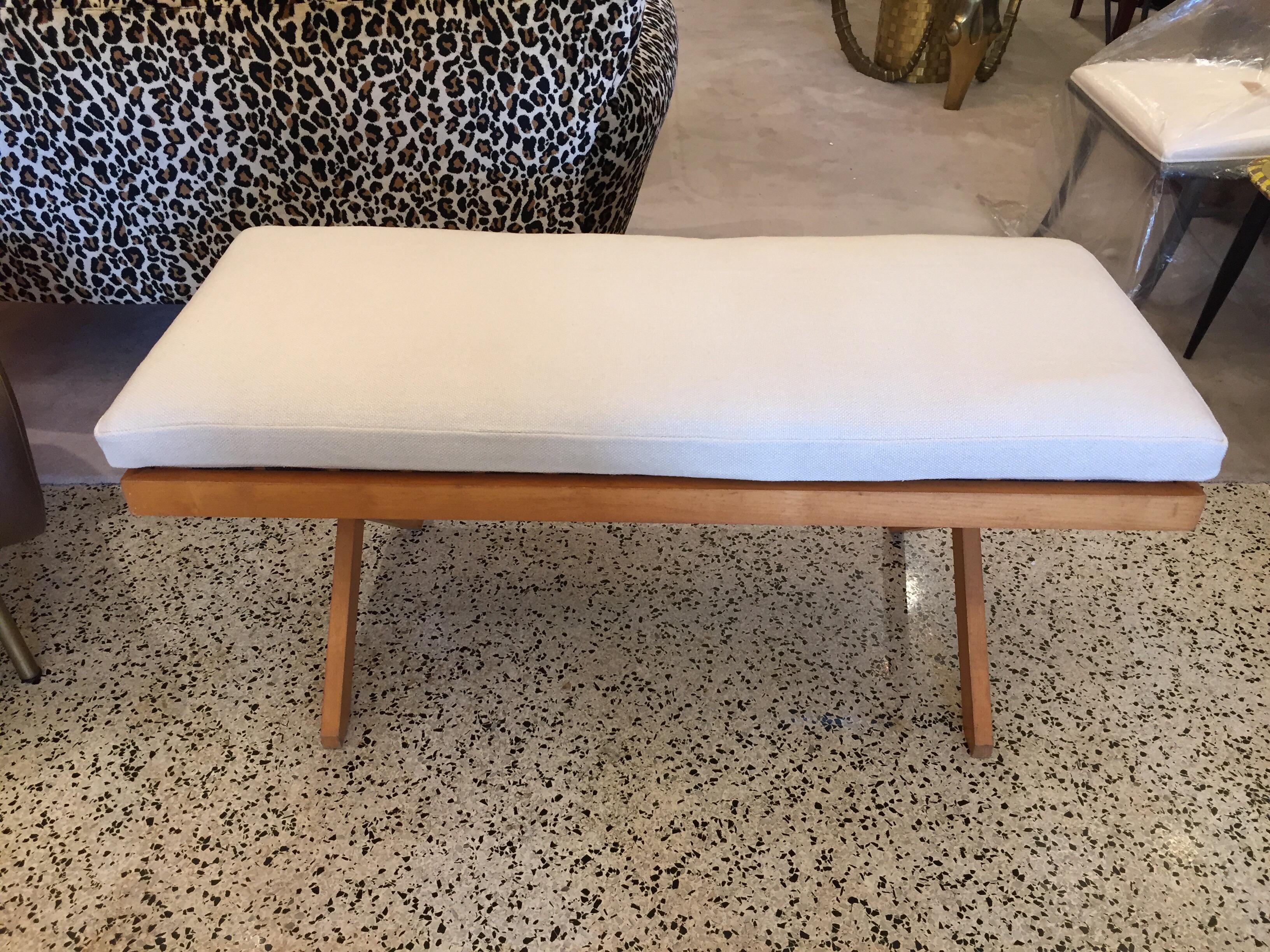 Rare Strap Midcentury Bench in Style of Pierre Jeanneret For Sale 2