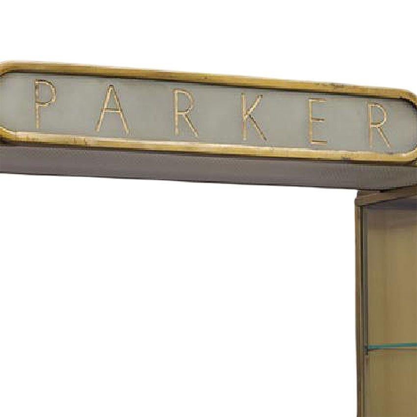Raro espositore a doppia torre in ottone e Oak di Parker Pens, in stile Art Deco Streamline in vendita 2