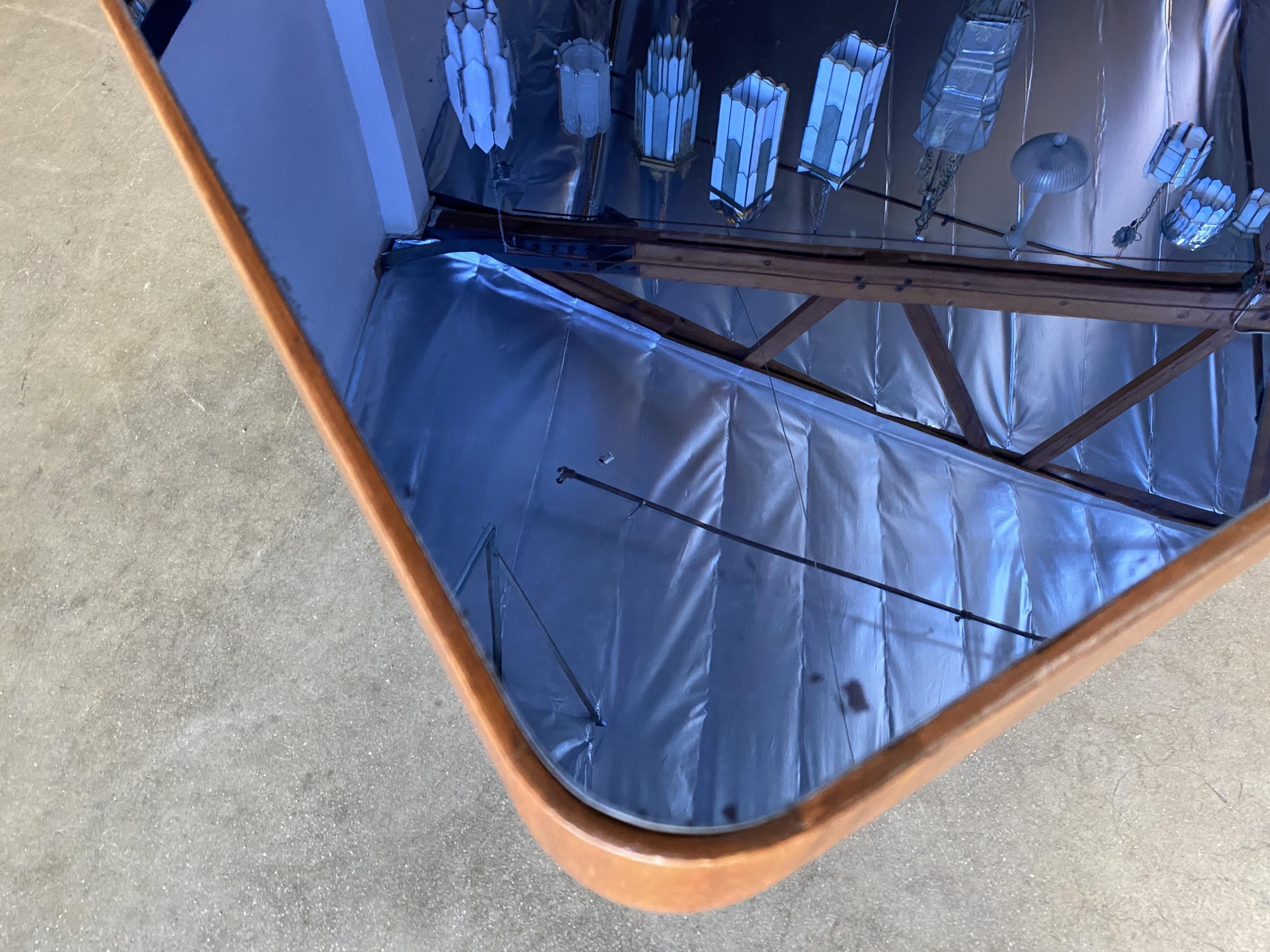 Rare Streamline Art Deco Mahogany Coffee Table w/ Cobalt Glass Top 3