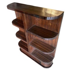 Seltenes stromlinienförmiges Art Deco Tiger-Ebenholz-Bücherregal aus Ebenholz