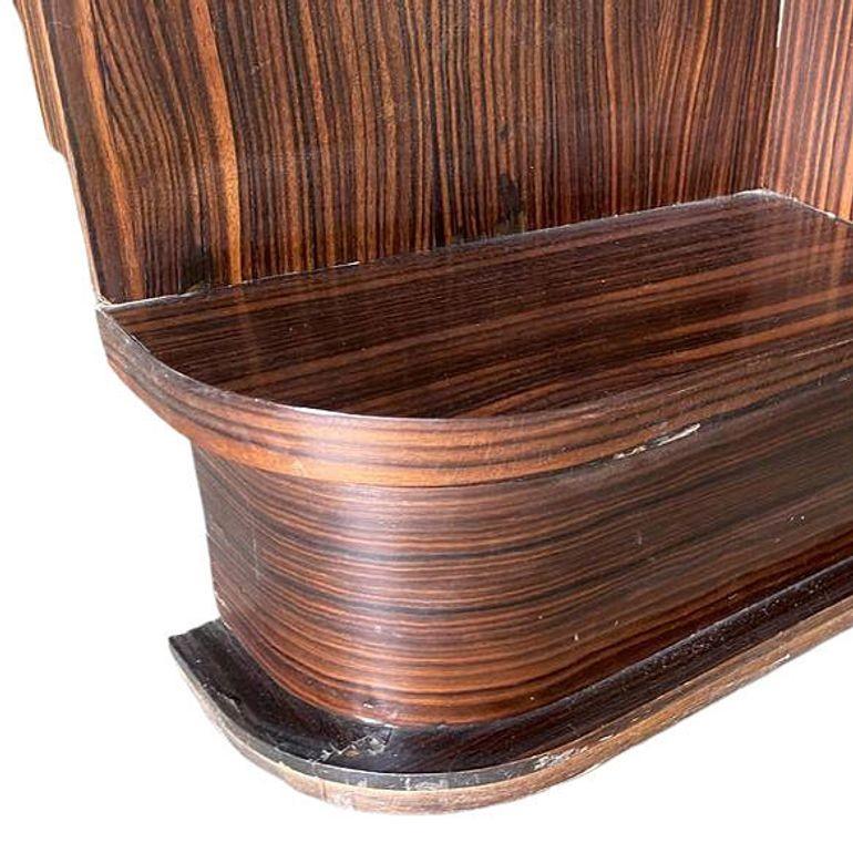 American Rare Streamline Art Deco Tiger Ebony Wood Book Shelf For Sale
