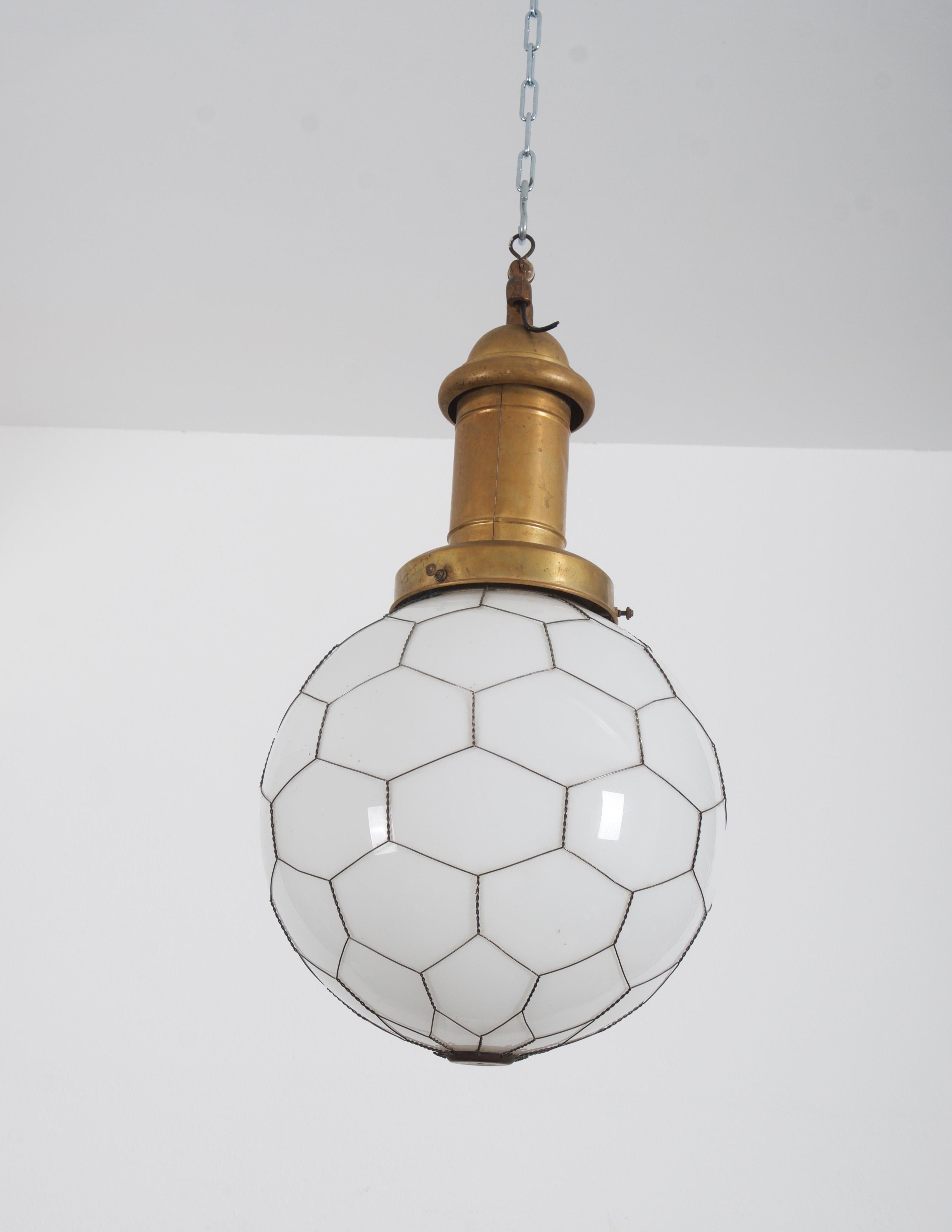 Rare Street or Factory Pendant Lamp Opaline Glass from the 1900s 2