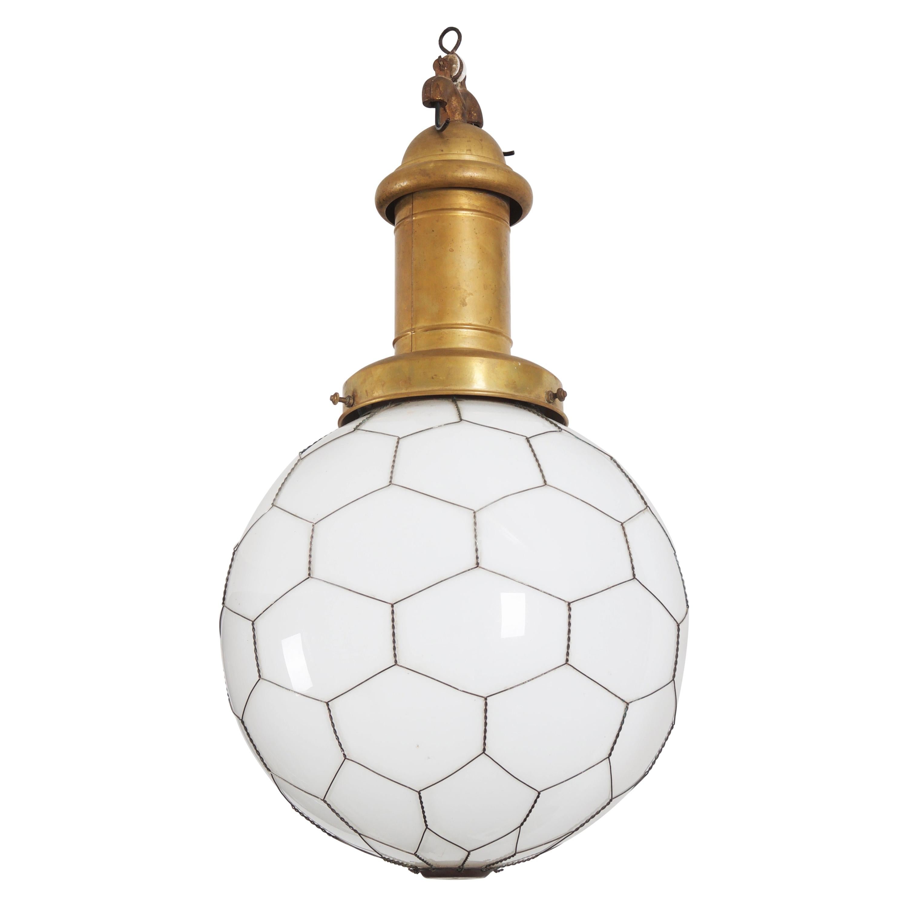 Rare Street or Factory Pendant Lamp Opaline Glass from the 1900s