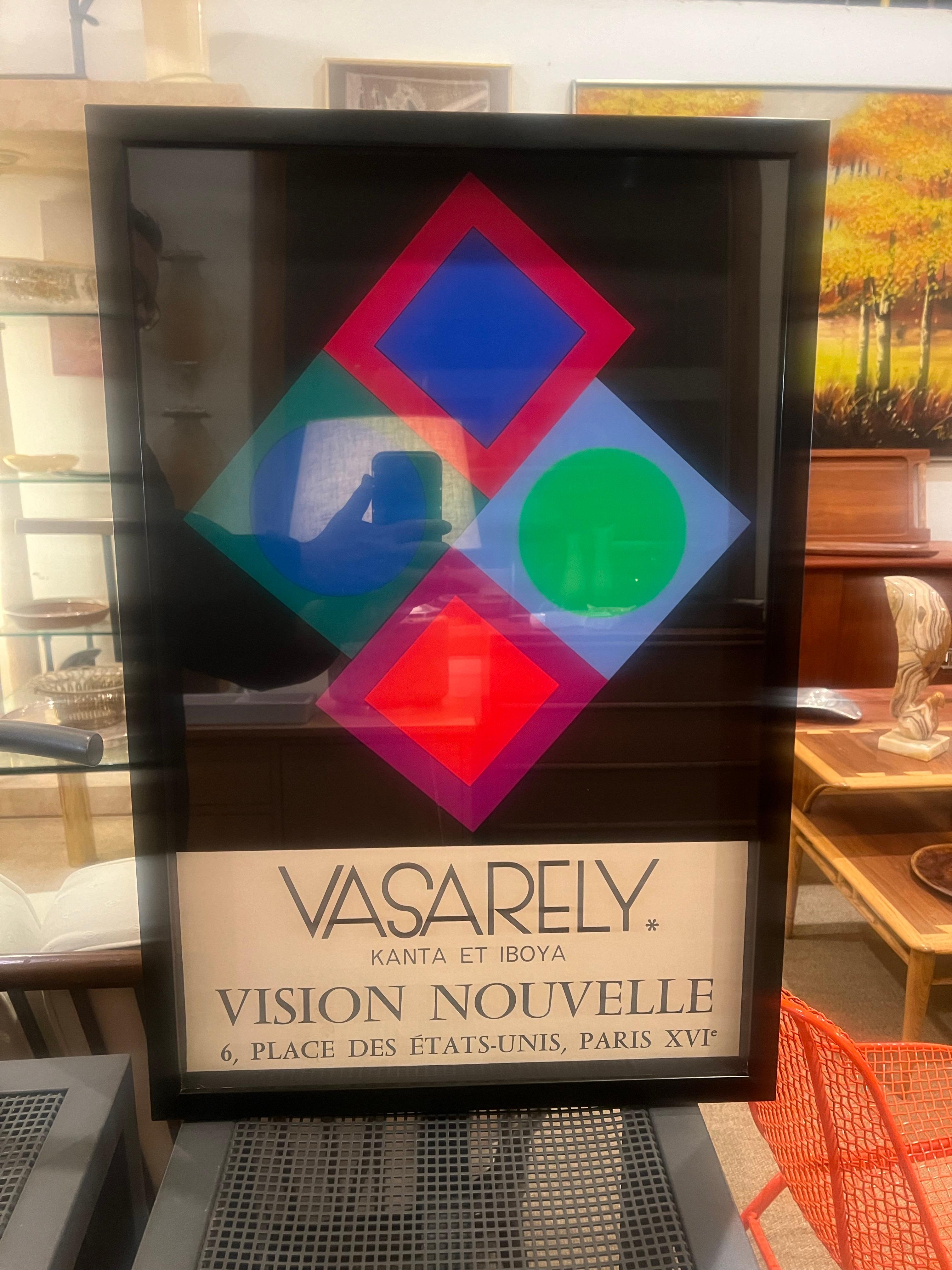 Mid-Century Modern Rare et saisissante affiche encadrée de Victor Vasarely Exhibition Paris France en vente