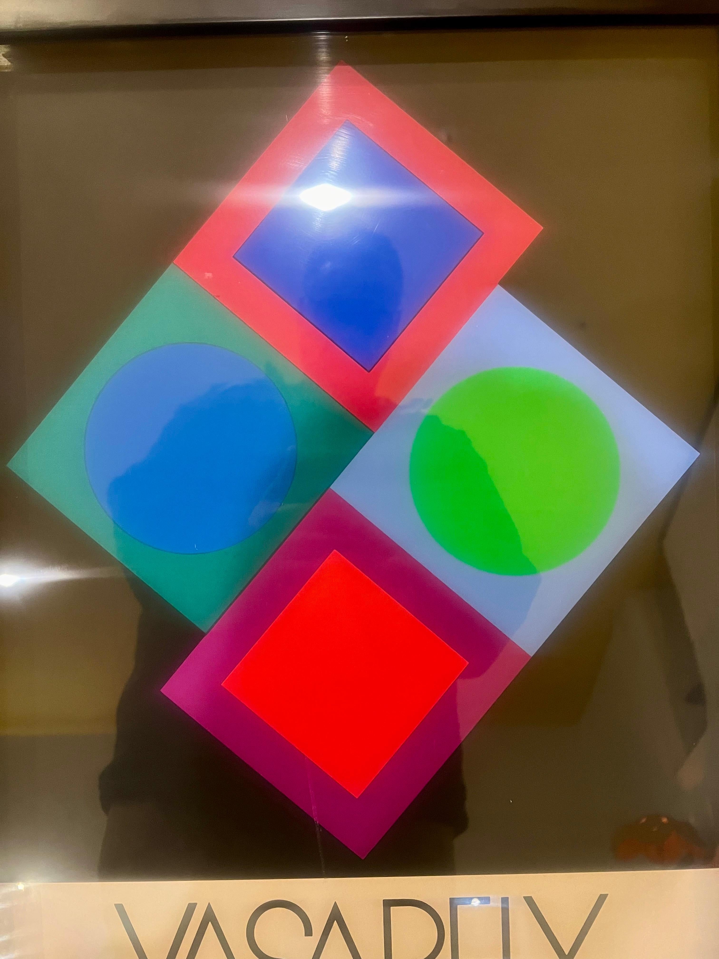 Rare et saisissante affiche encadrée de Victor Vasarely Exhibition Paris France Bon état - En vente à San Diego, CA