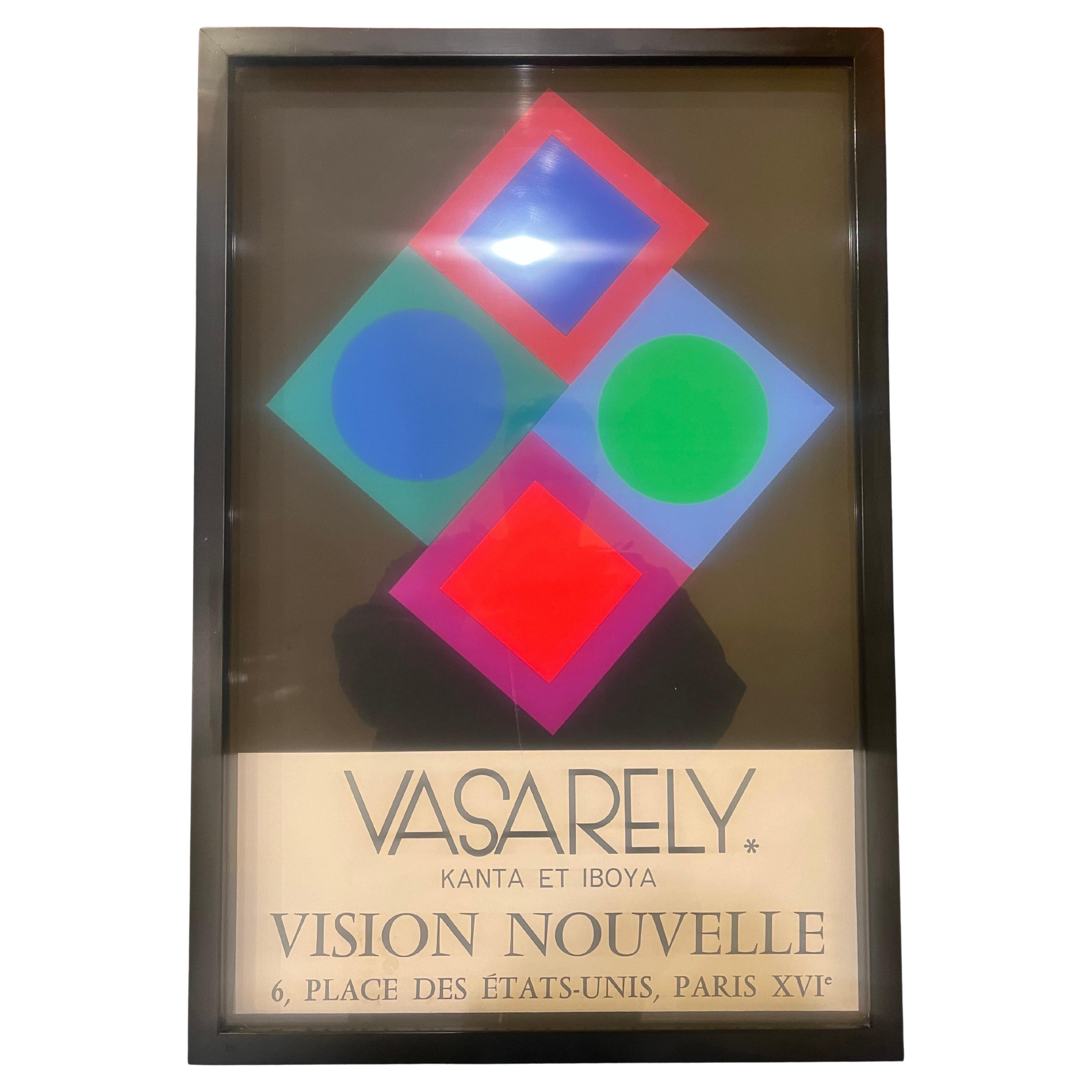Rare Striking Framed Poster by Victor Vasarely Exhibition Paris France
